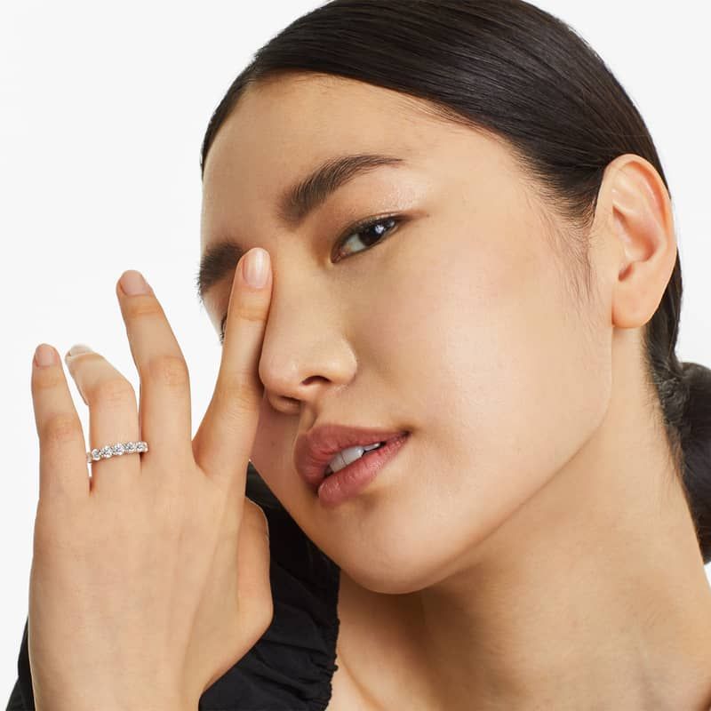 Seven Stone Low Dome Basket Anniversary Ring With 1.5 CTW Lab-Grown Diamonds In 14K Yellow Gold (2.50mm)