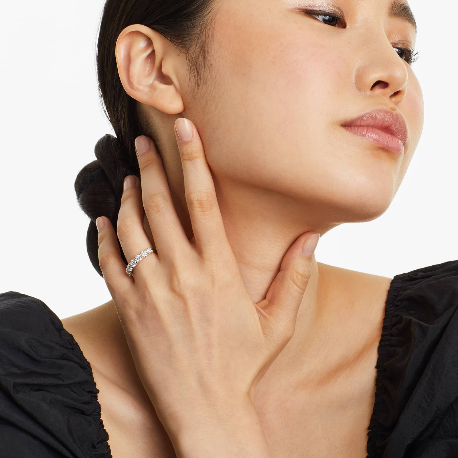 Seven Stone Low Dome Basket Anniversary Ring With 1.5 CTW Lab-Grown Diamonds In 14K Yellow Gold (2.50mm)