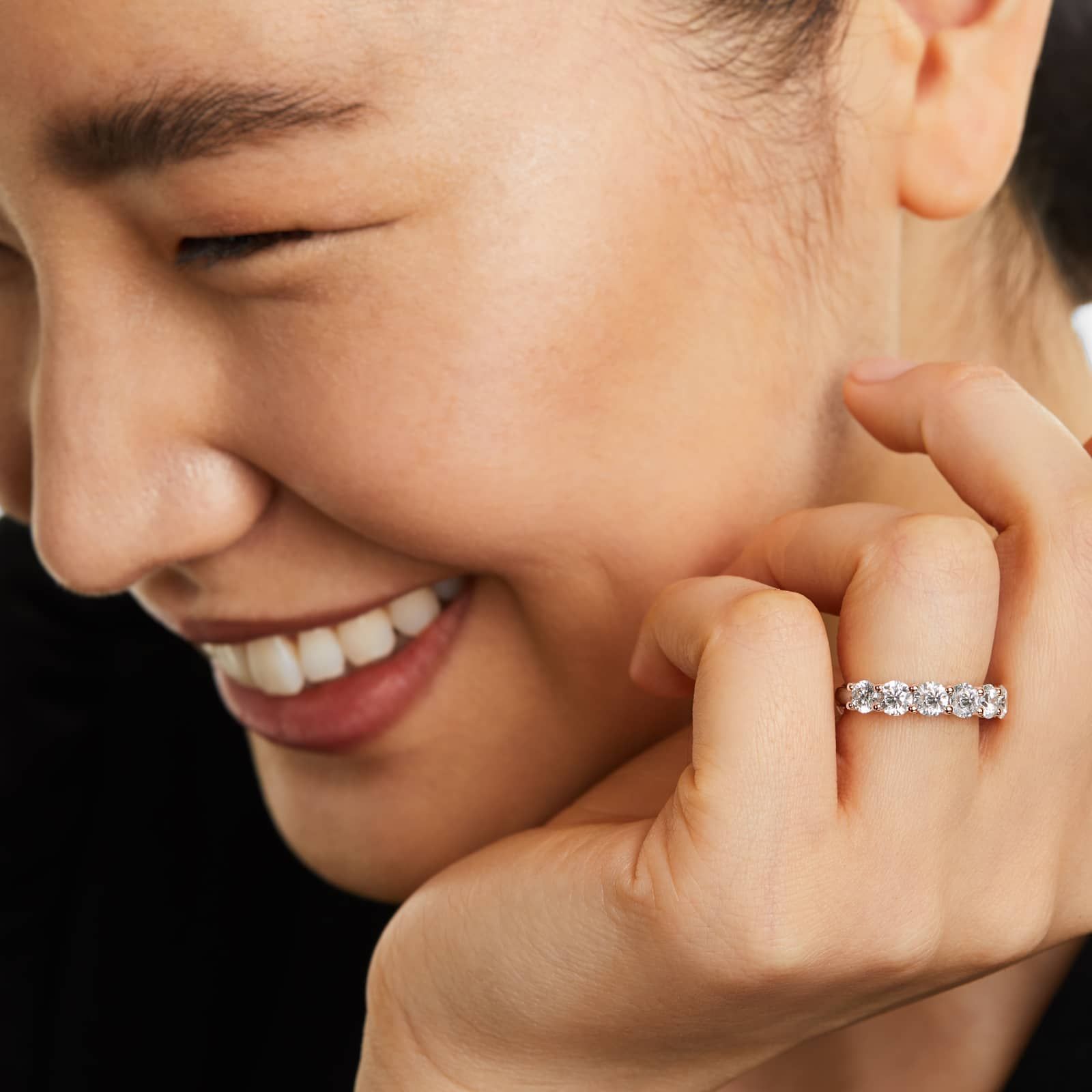 Seven Stone Low Dome Basket Anniversary Ring With 2 CTW Diamonds In 14K Rose Gold (2.50mm)