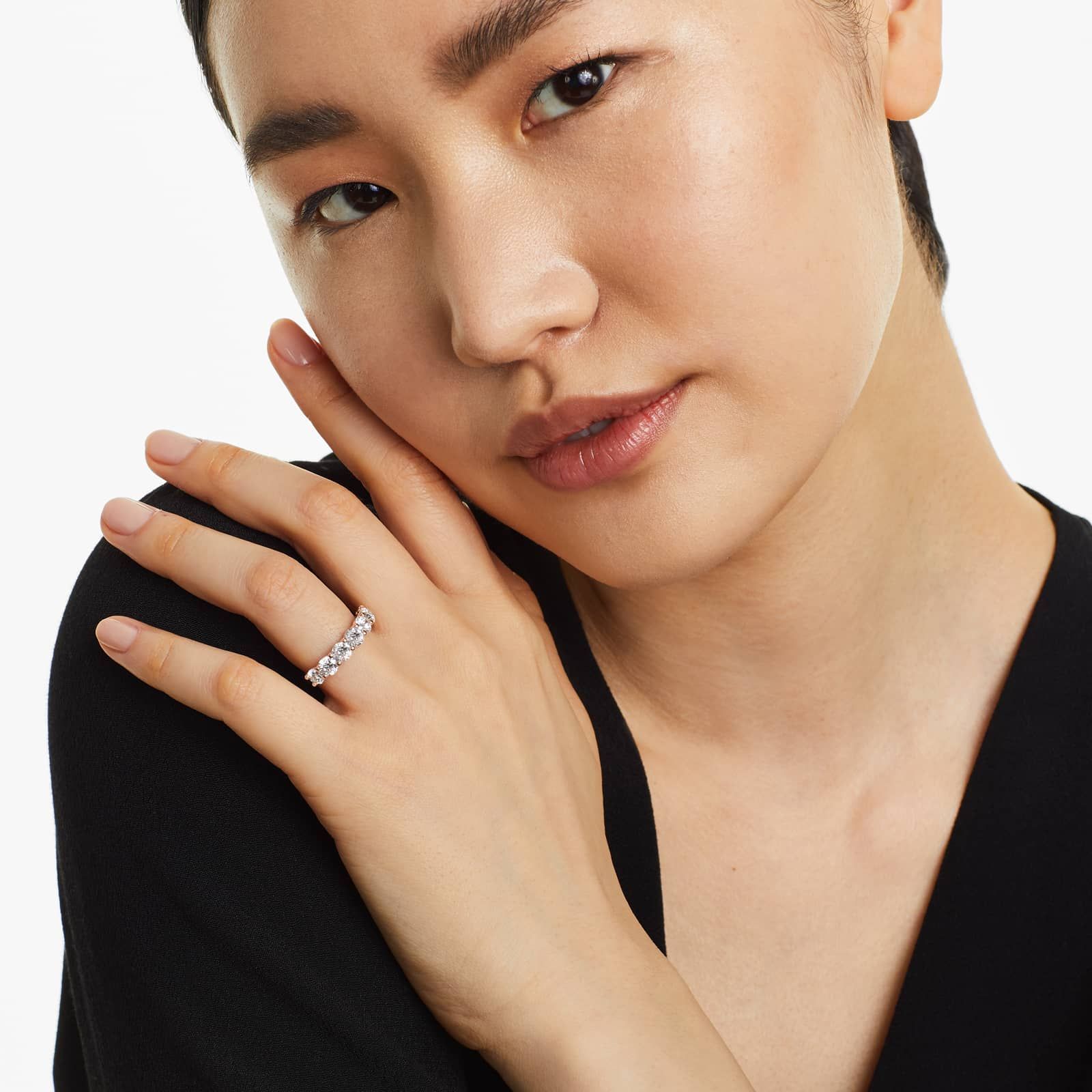 Seven Stone Low Dome Basket Anniversary Ring With 2 CTW Diamonds In 14K Rose Gold (2.50mm)