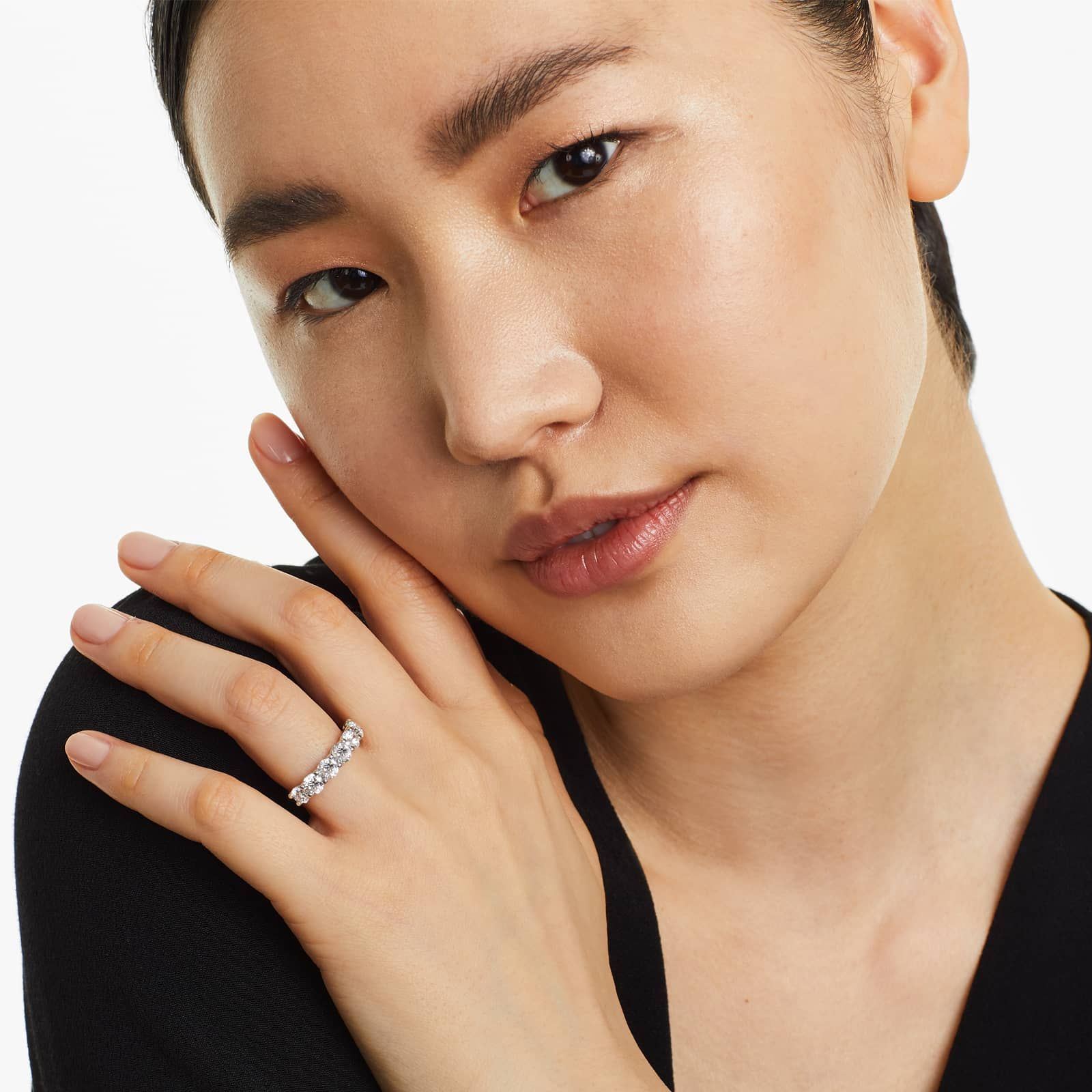 Low Dome Basket Anniversary Ring With 2 CTW Diamonds In Platinum (2.50mm)