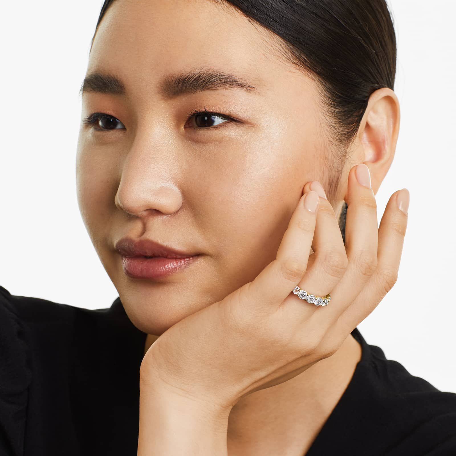 Seven Stone Low Dome Basket Anniversary Ring With 2 CTW Diamonds In 14K Yellow Gold (2.50mm)