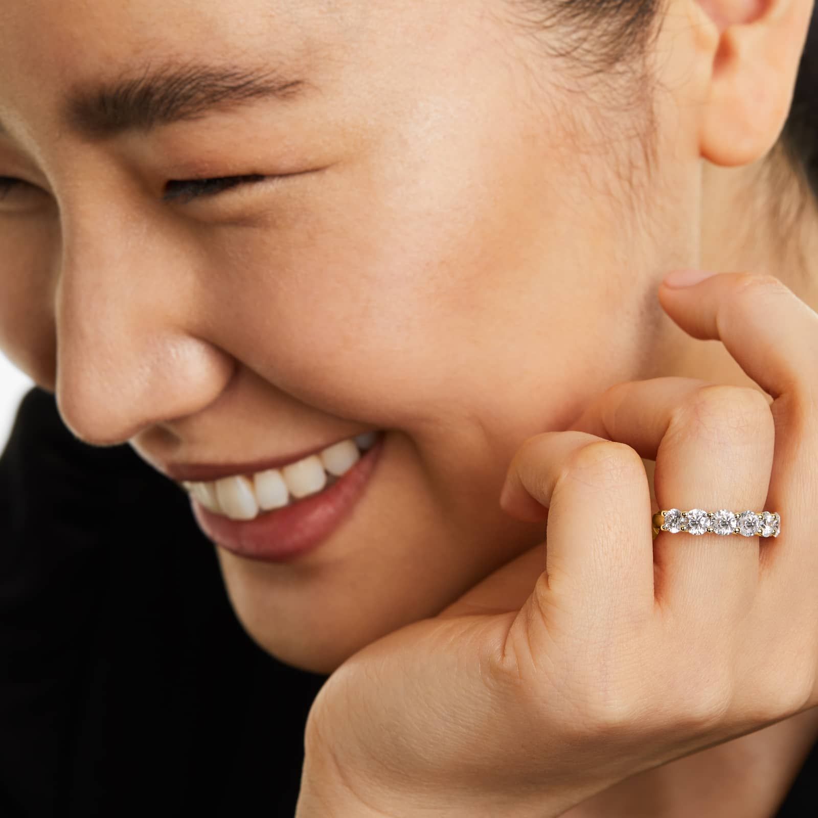 Seven Stone Low Dome Basket Anniversary Ring With 2 CTW Diamonds In 14K Yellow Gold (2.50mm)