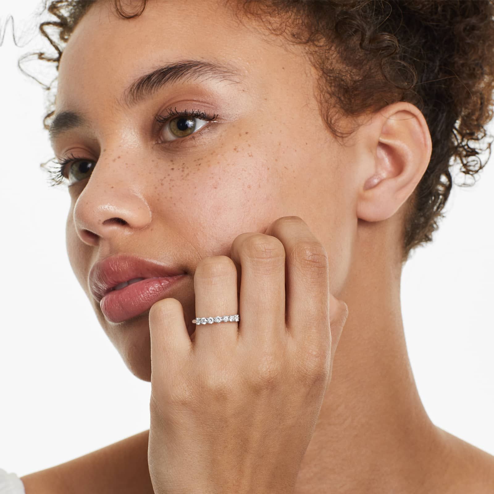 Seven Stone Trellis Anniversary Ring With 0.5 CTW Lab-Grown Diamonds In 14K White Gold (2.00mm)