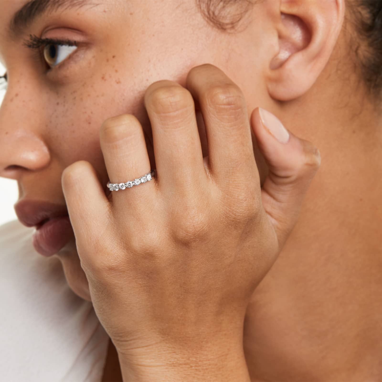 Seven Stone Trellis Anniversary Ring With 0.5 CTW Lab-Grown Diamonds In 14K White Gold (2.00mm)