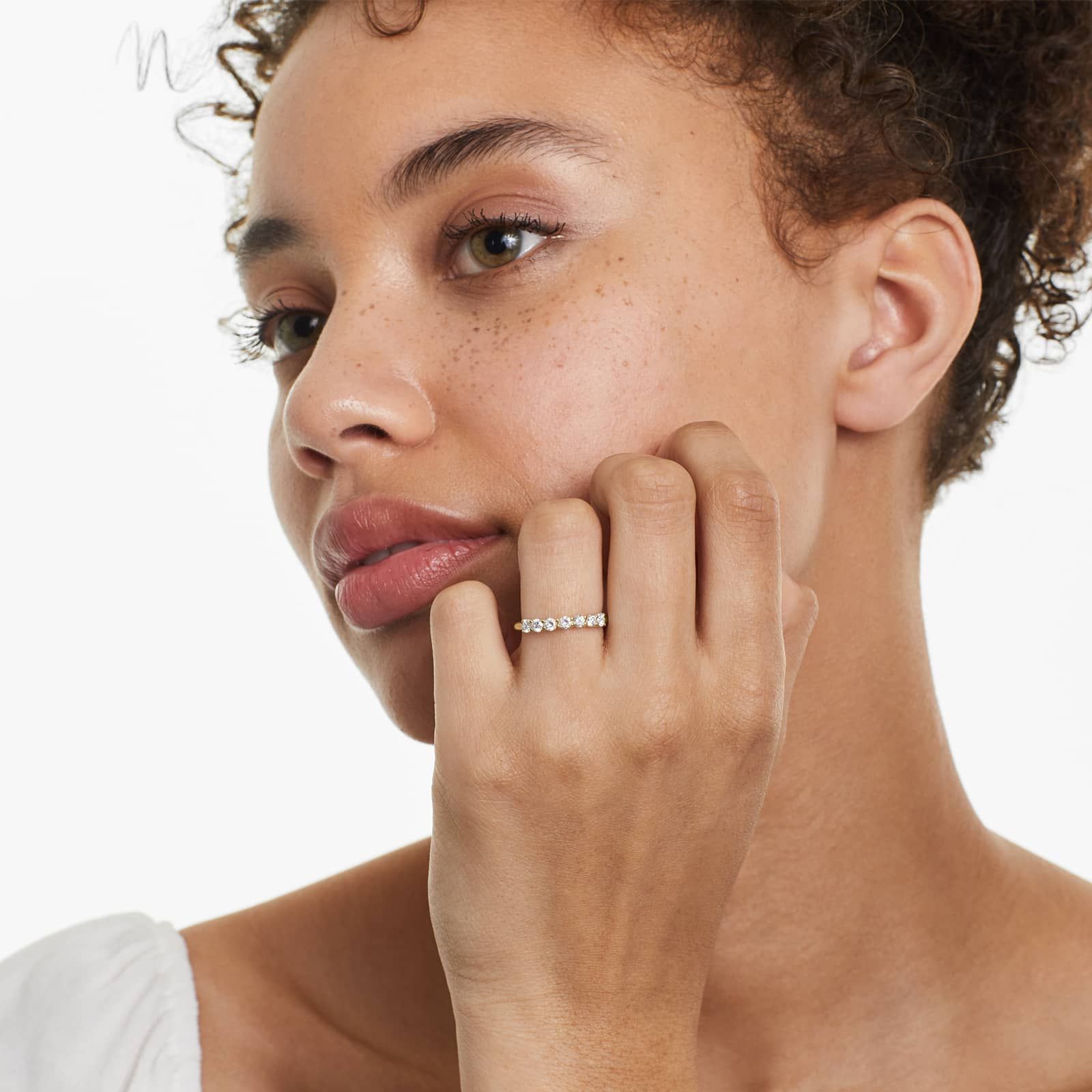 Seven Stone Trellis Anniversary Ring With 0.5 CTW Lab-Grown Diamonds In 14K Yellow Gold (2.00mm)