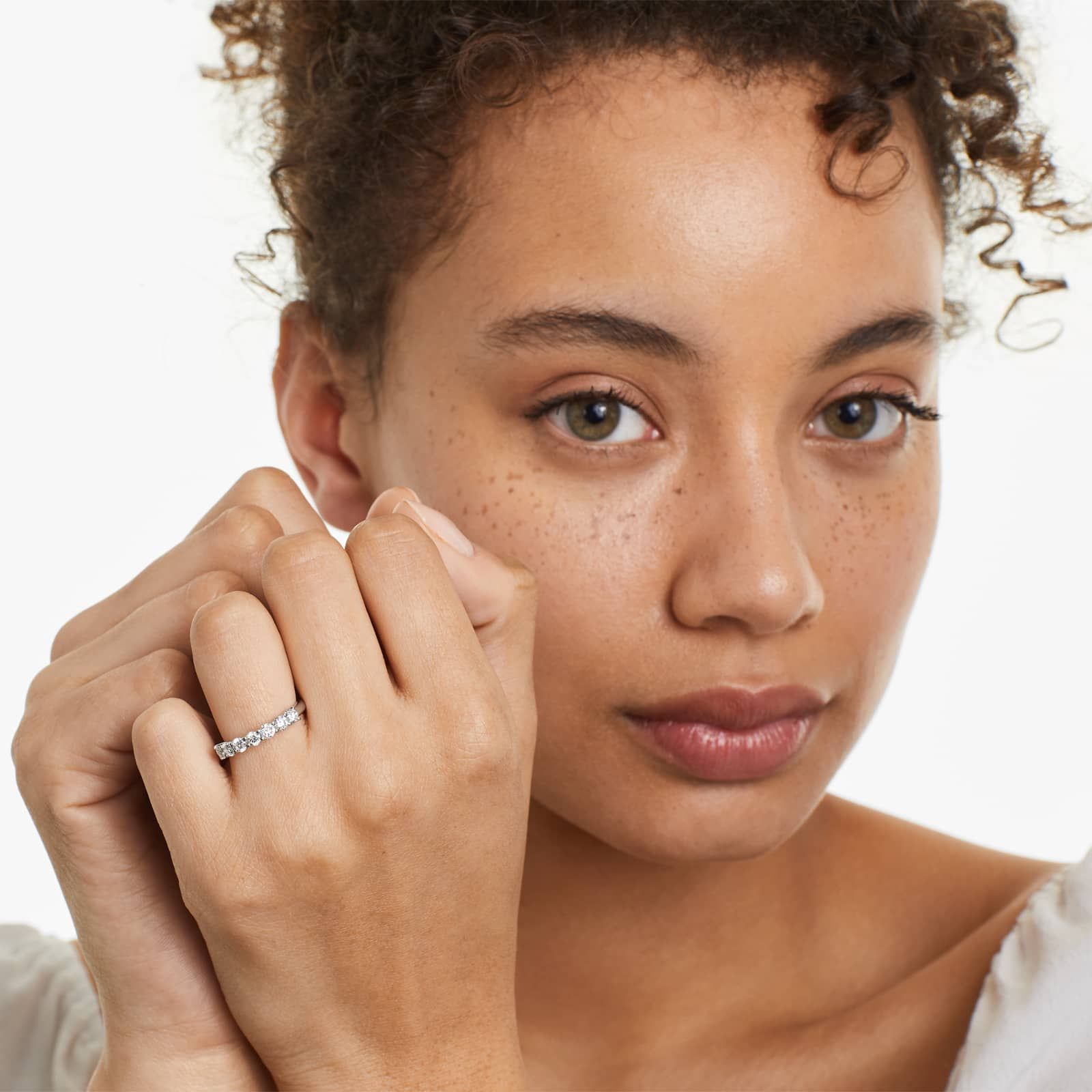 Seven Stone Trellis Anniversary Ring With 0.75 CTW Lab-Grown Diamonds In 14K White Gold (2.00mm)