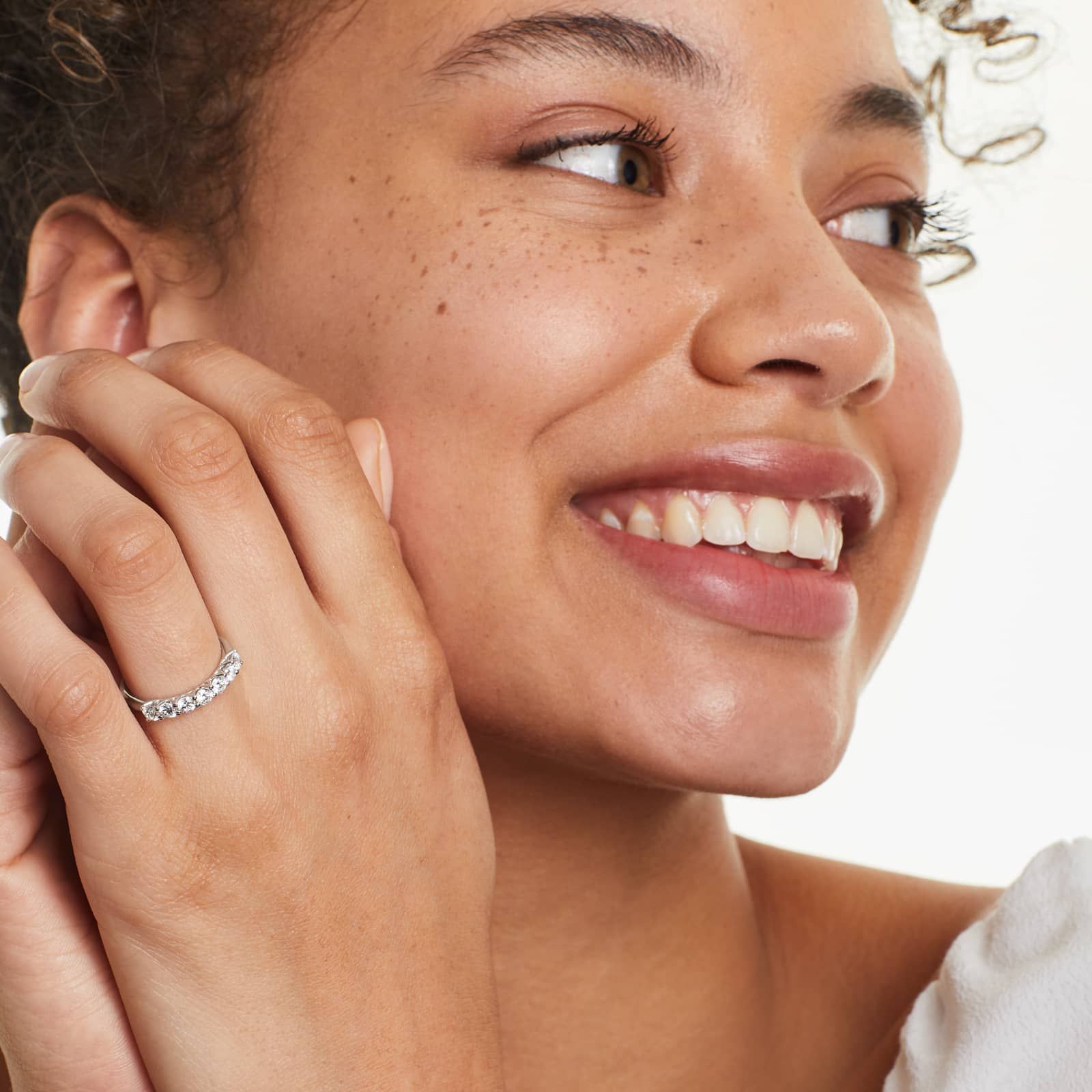 Seven Stone Trellis Anniversary Ring With 0.75 CTW Lab-Grown Diamonds In 14K White Gold (2.00mm)
