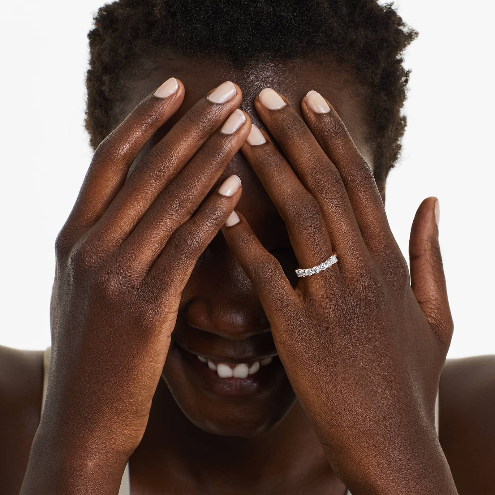 Seven Stone Trellis Anniversary Ring With 1 CTW Lab-Grown Diamonds In 14K Rose Gold (2.50mm)