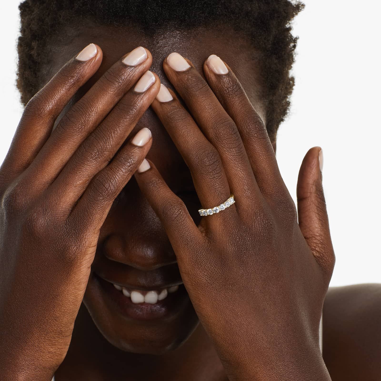 Seven Stone Trellis Anniversary Ring With 1 CTW Lab-Grown Diamonds In 14K Yellow Gold (2.50mm)