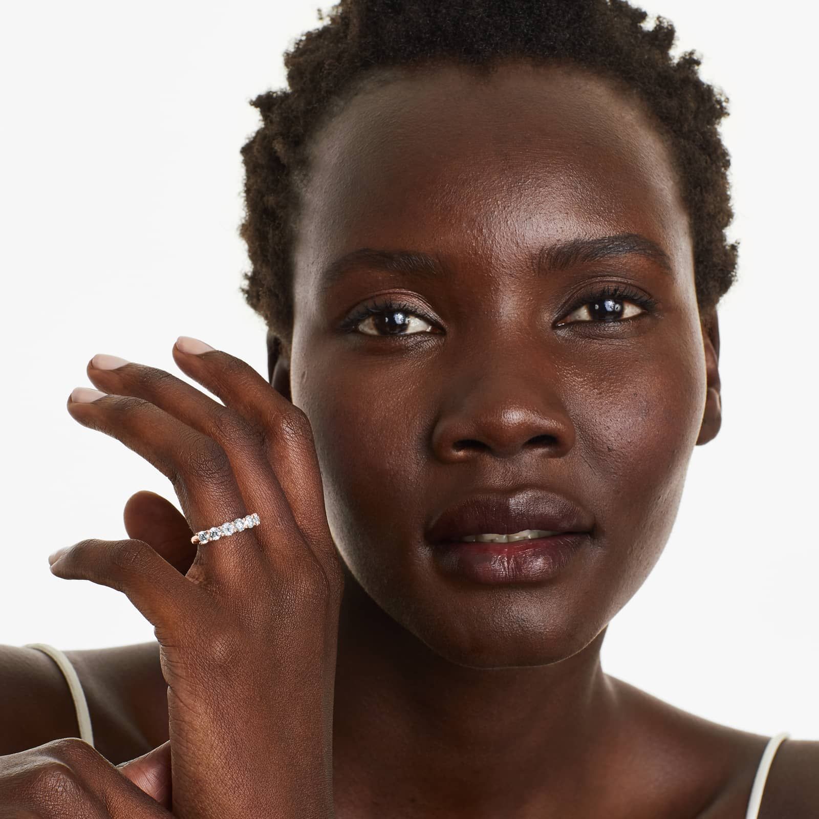 Seven Stone Trellis Anniversary Ring With 1.5 CTW Lab-Grown Diamonds In 14K Rose Gold (2.50mm)