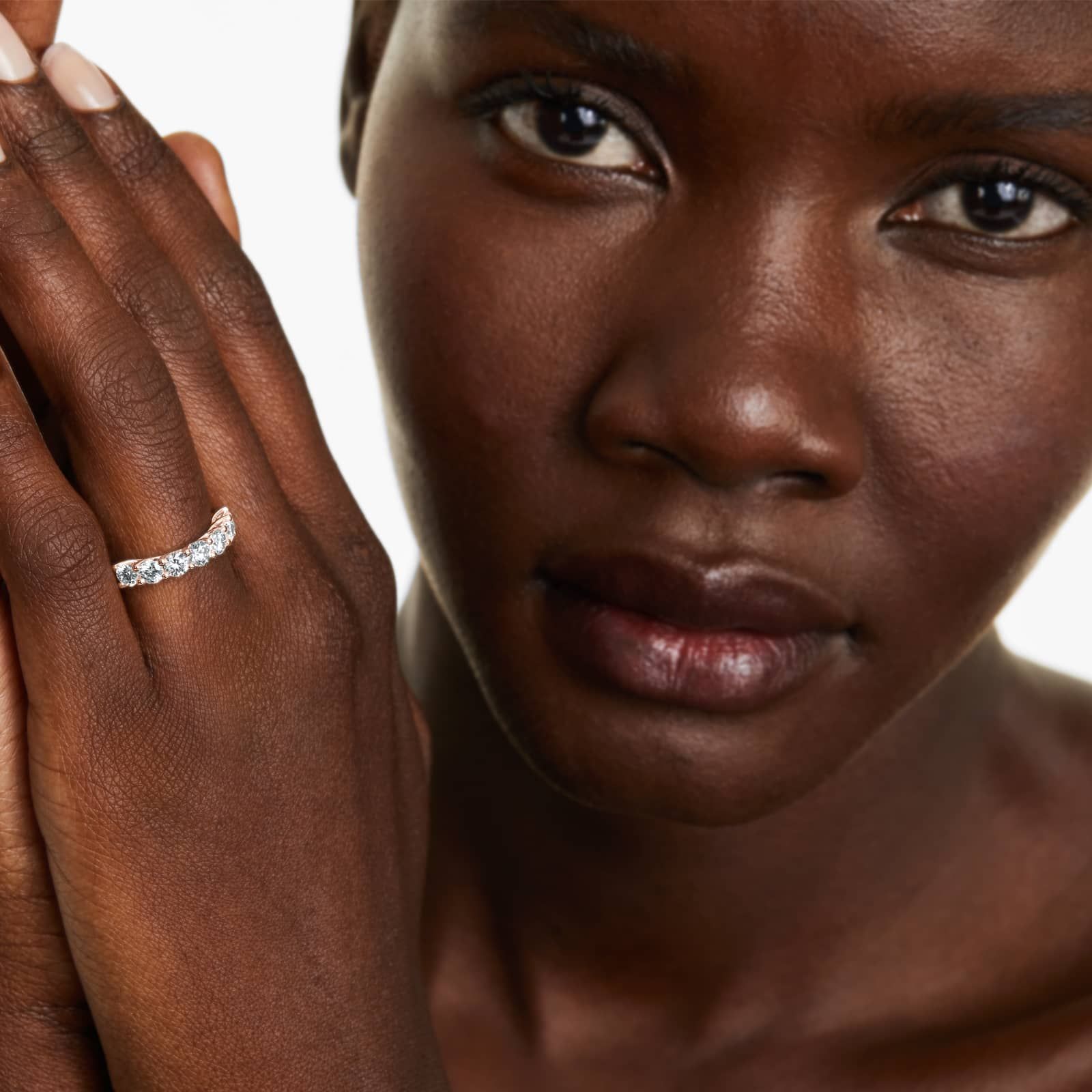 Seven Stone Trellis Anniversary Ring With 1.5 CTW Lab-Grown Diamonds In 14K Rose Gold (2.50mm)