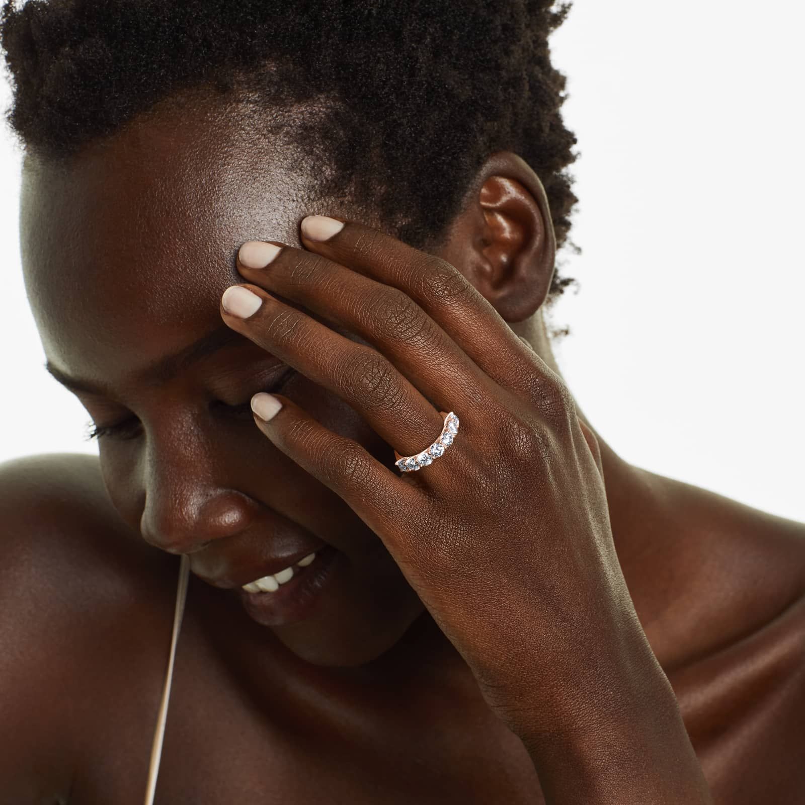 Seven Stone Trellis Anniversary Ring With 2 CTW Lab-Grown Diamonds In 14K Rose Gold (2.50mm)