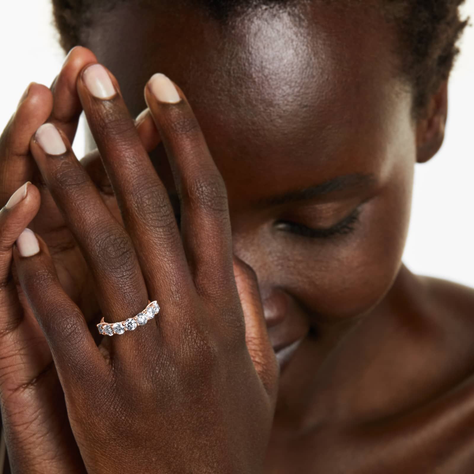Seven Stone Trellis Anniversary Ring With 2 CTW Lab-Grown Diamonds In 14K Rose Gold (2.50mm)