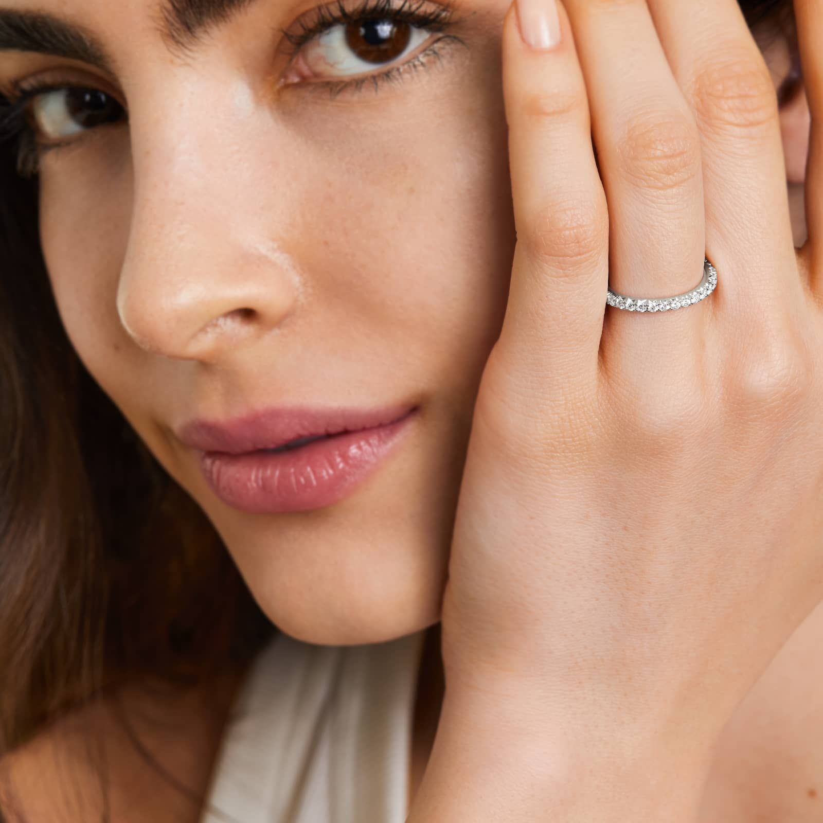 Platinum French pavé Lab-Grown Diamond Eternity Ring (0.75 CTW F-G / VS2-SI1)