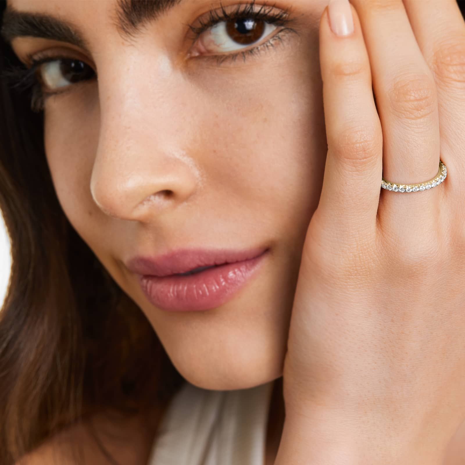 14K Yellow Gold French pavé Lab-Grown Diamond Eternity Ring (0.75 CTW F-G / VS2-SI1)