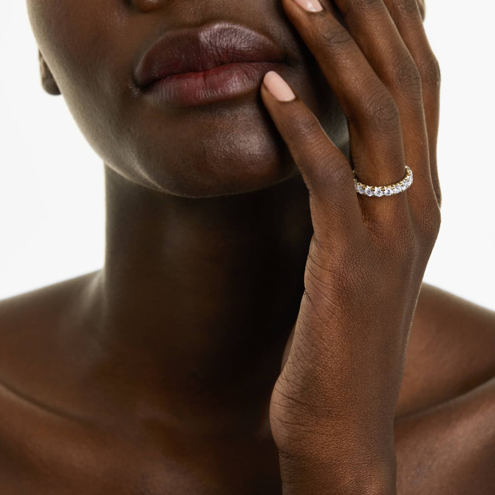 14K Yellow Gold French Pavé Diamond Eternity Ring (2.5 CTW F-G / VS1-VS2)