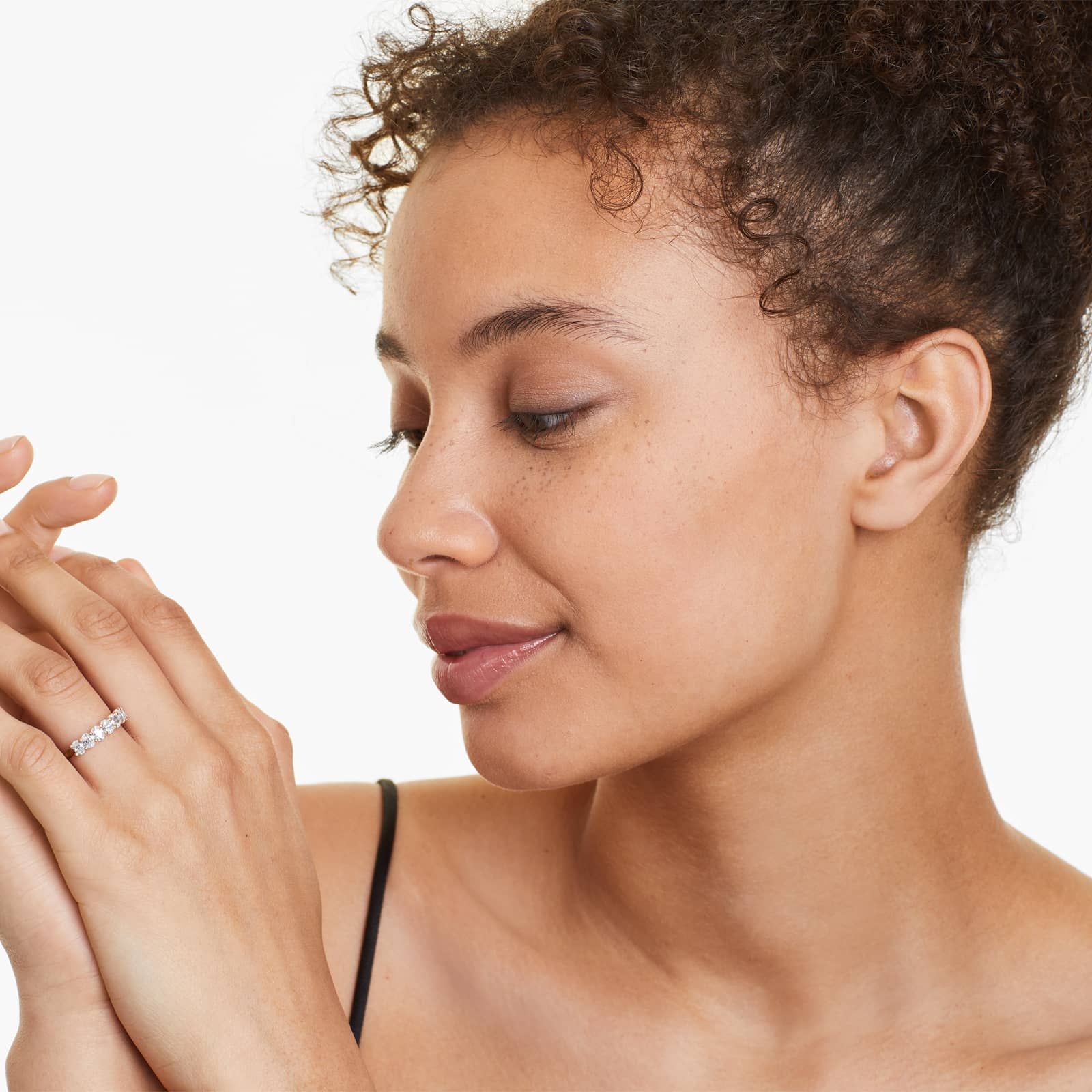 Seven Stone Anniversary Ring With 1 CTW Oval Cut Lab-Grown Diamonds In 14K Rose Gold (2.00mm)
