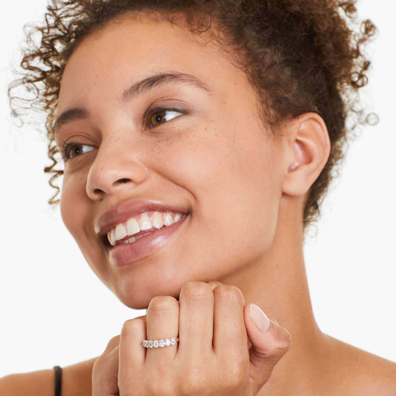 Seven Stone Anniversary Ring With 1 CTW Oval Cut Lab-Grown Diamonds In 14K Rose Gold (2.00mm)