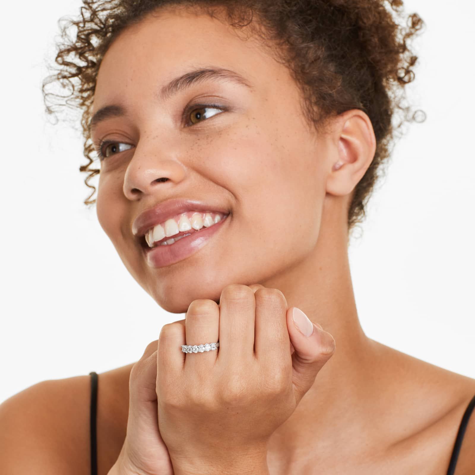 Seven Stone Anniversary Ring With 1 CTW Oval Cut Diamonds In Platinum (2.00mm)