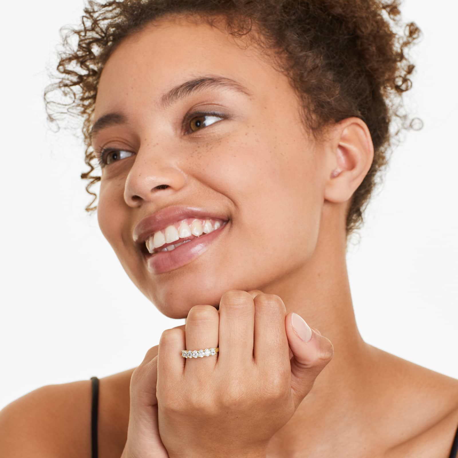 Seven Stone Anniversary Ring With 1 CTW Oval Cut Lab-Grown Diamonds In 14K Yellow Gold (2.00mm)