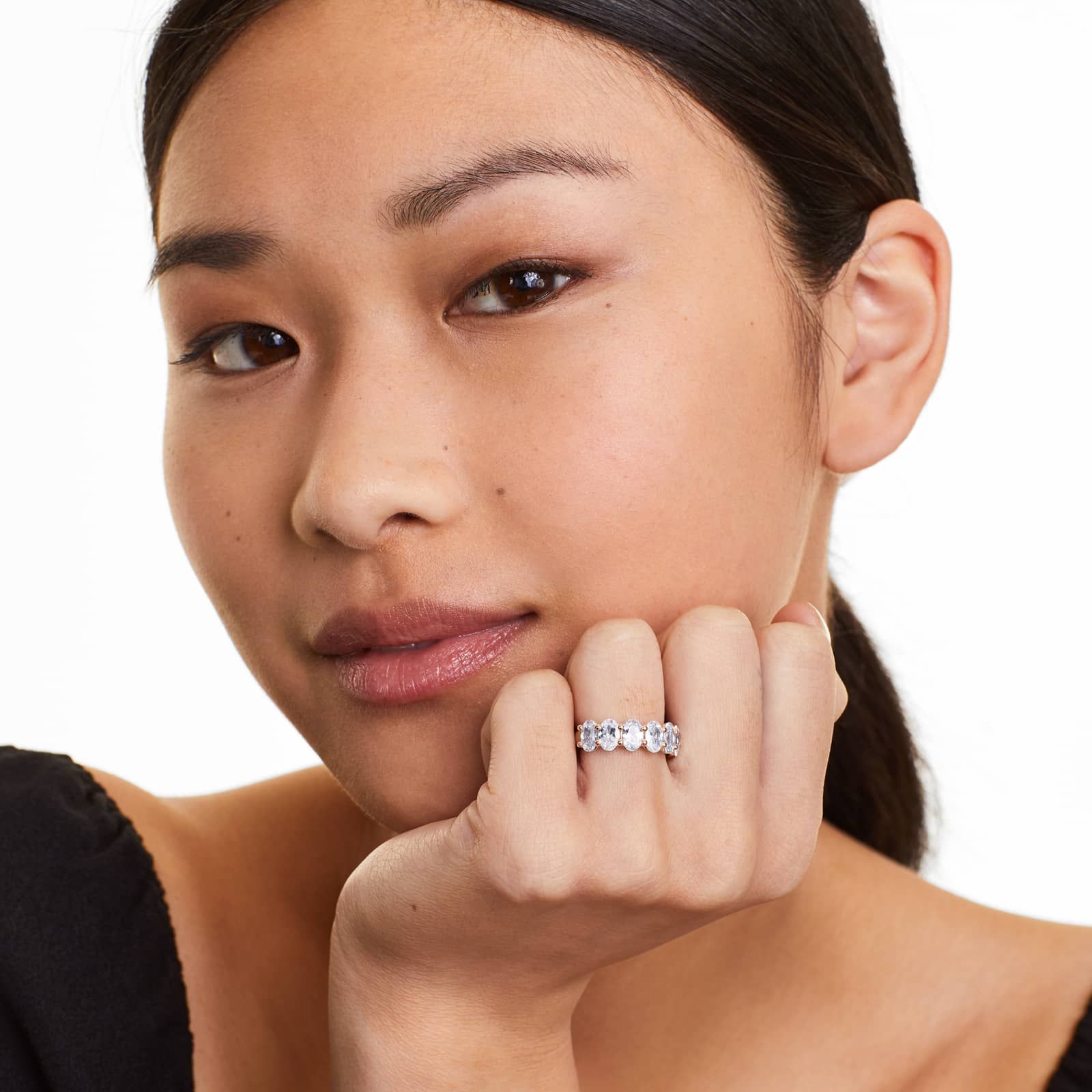 Seven Stone Anniversary Ring With 3.5 CTW Oval Cut Lab-Grown Diamonds In 14K Rose Gold (3.00mm)