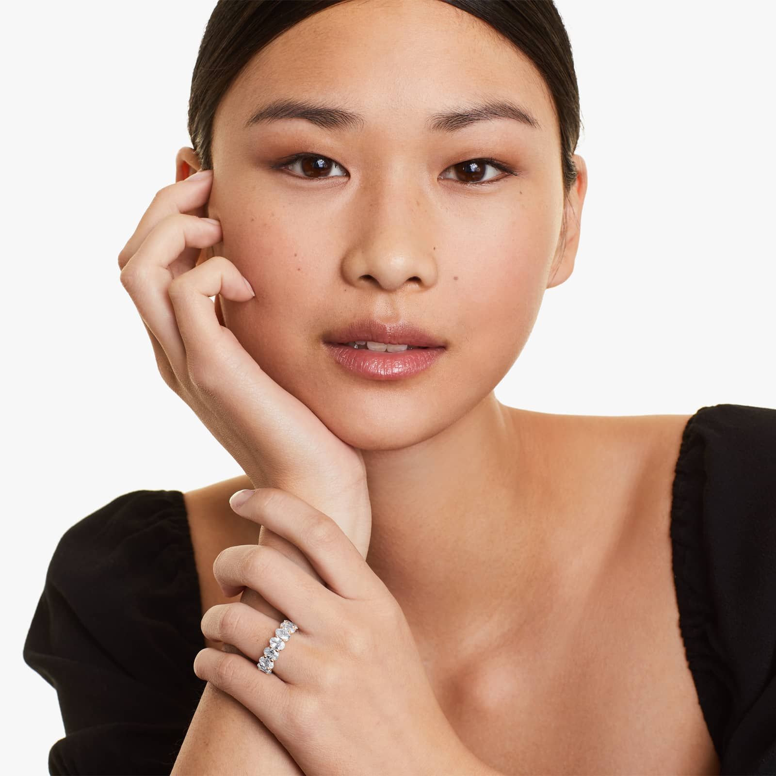 Seven Stone Anniversary Ring With 3.5 CTW Oval Cut Lab-Grown Diamonds In 14K Rose Gold (3.00mm)