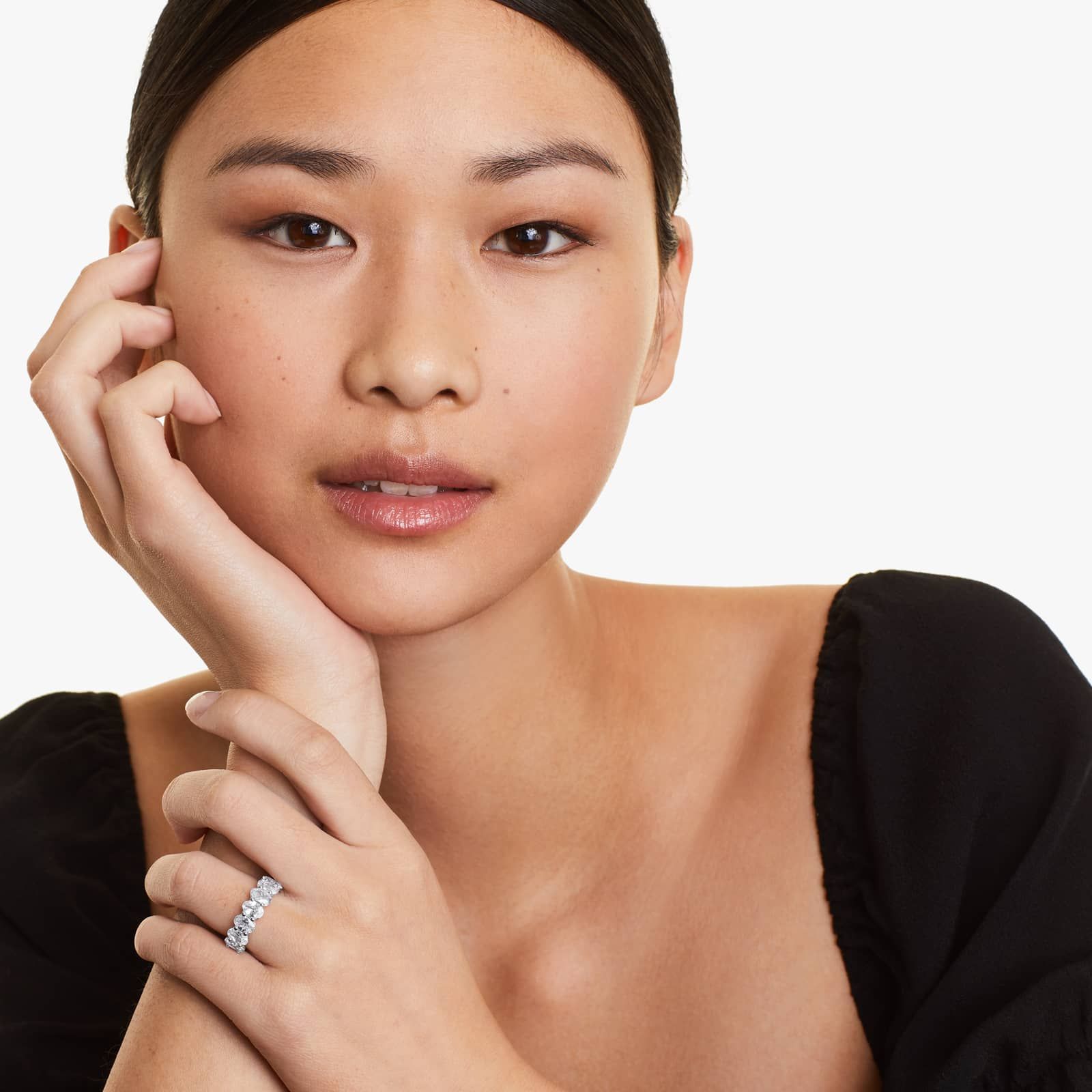 Seven Stone Anniversary Ring With 3.5 CTW Oval Cut Lab-Grown Diamonds In 14K White Gold (3.05mm)