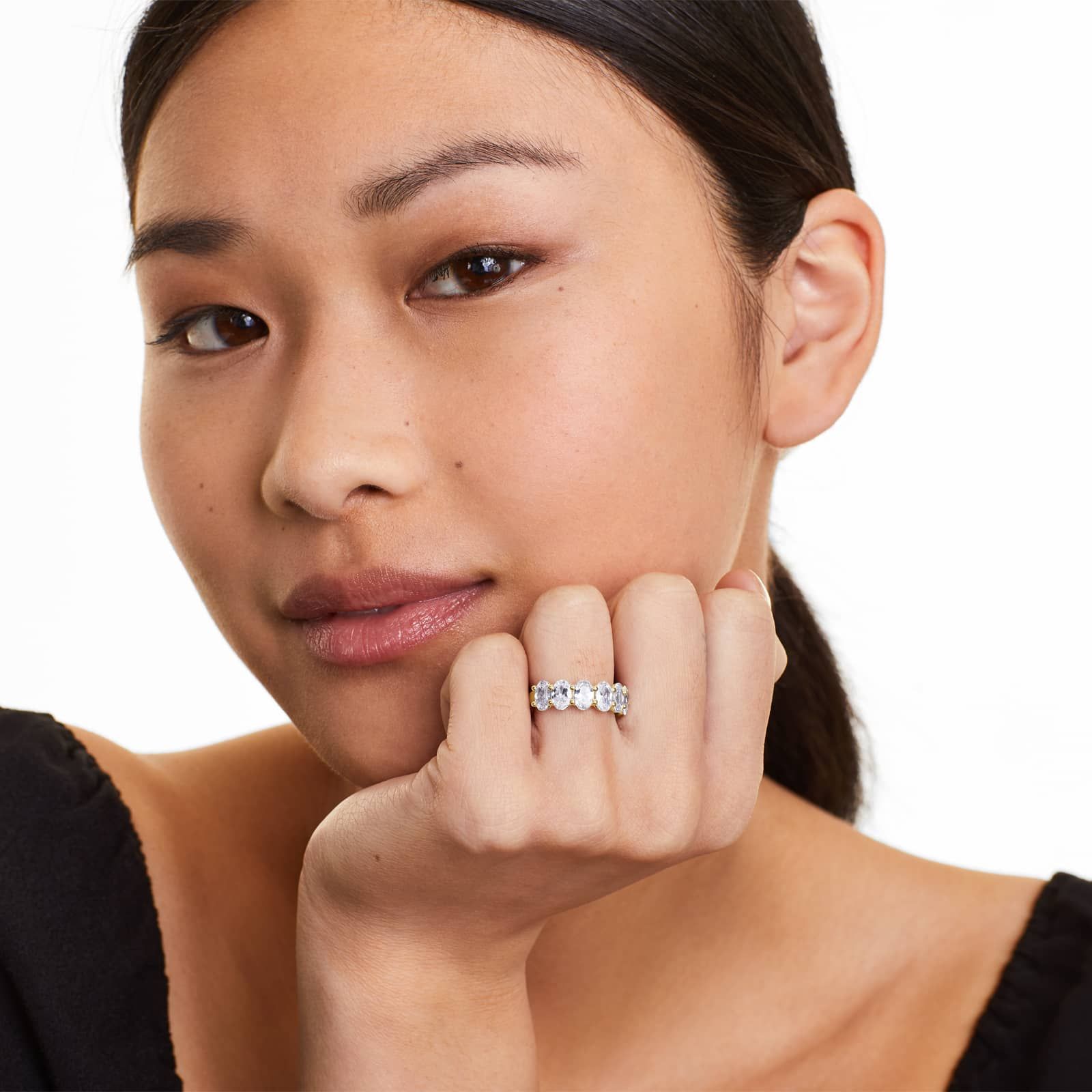 Seven Stone Anniversary Ring With 3.5 CTW Oval Cut Lab-Grown Diamonds In 14K Yellow Gold (3.00mm)