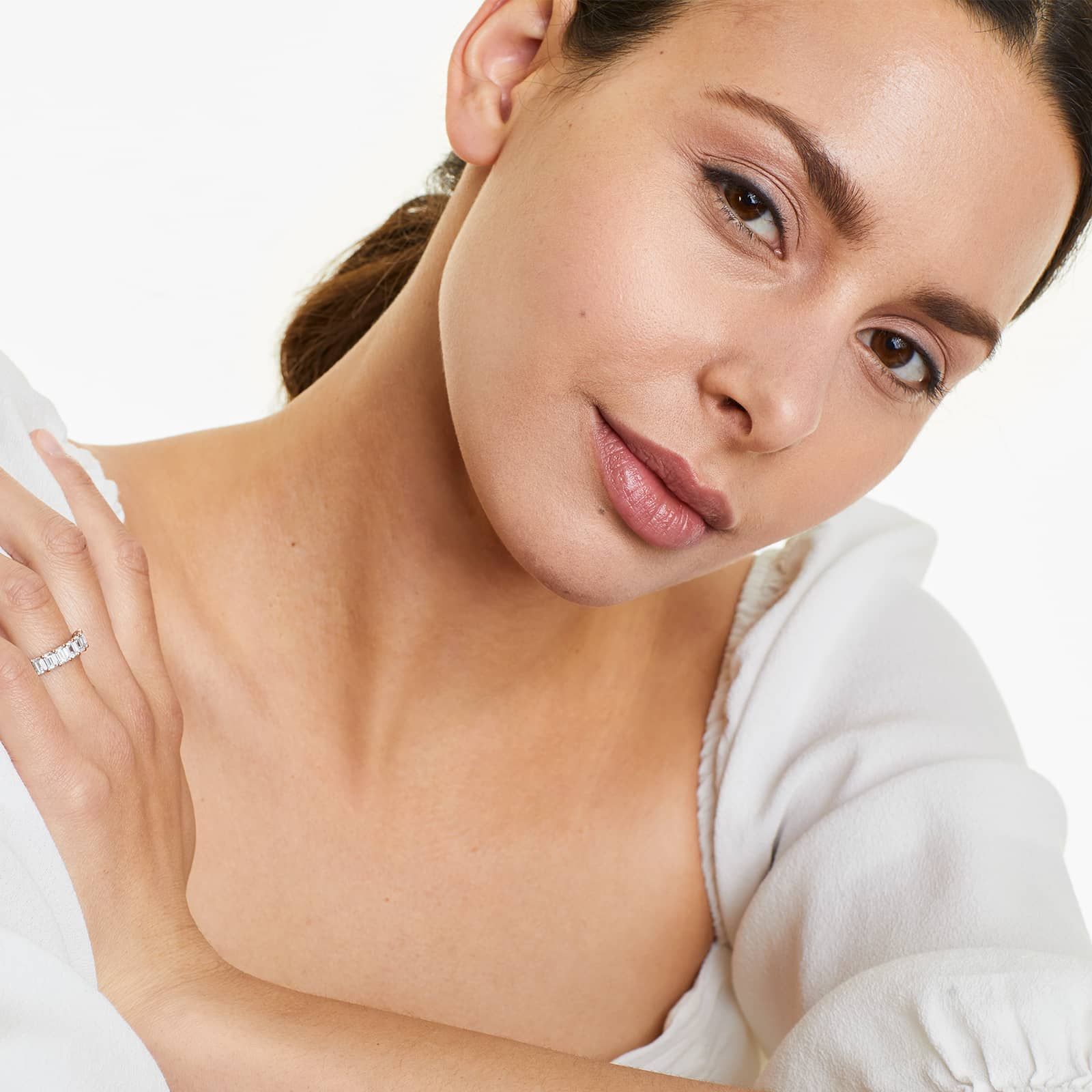 Seven Stone Anniversary Ring With 2 CTW Emerald Cut Lab-Grown Diamonds In 14K Rose Gold (2.00mm)