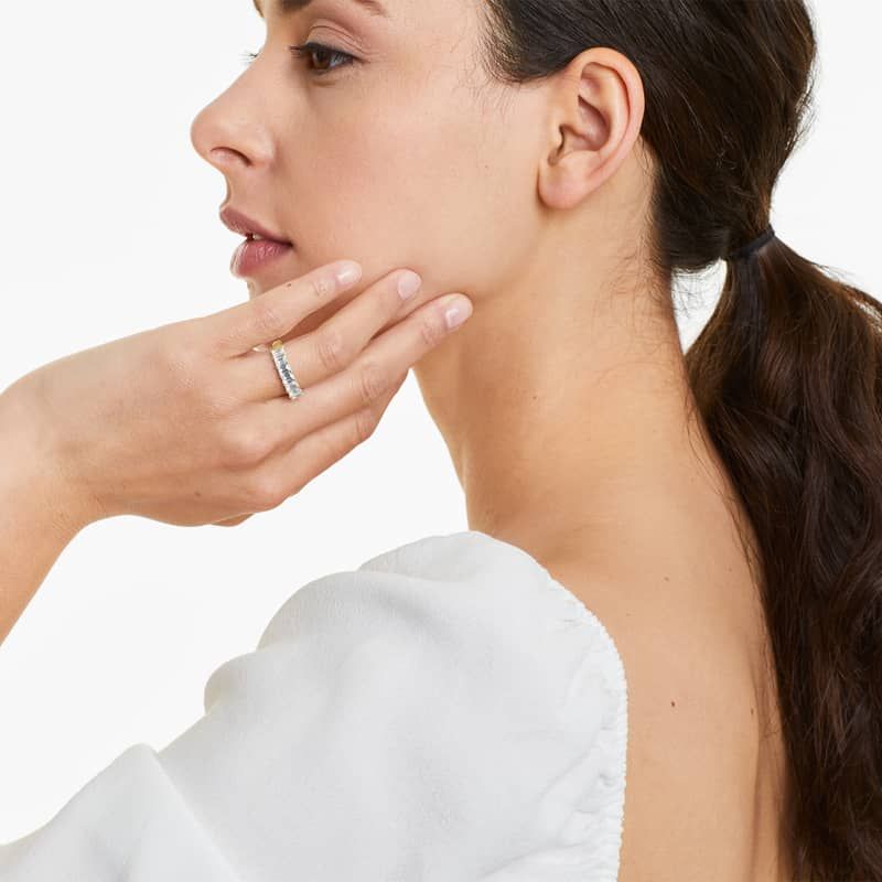 Seven Stone Anniversary Ring With 2 CTW Emerald Cut Lab-Grown Diamonds In 14K Yellow Gold (2.00mm)