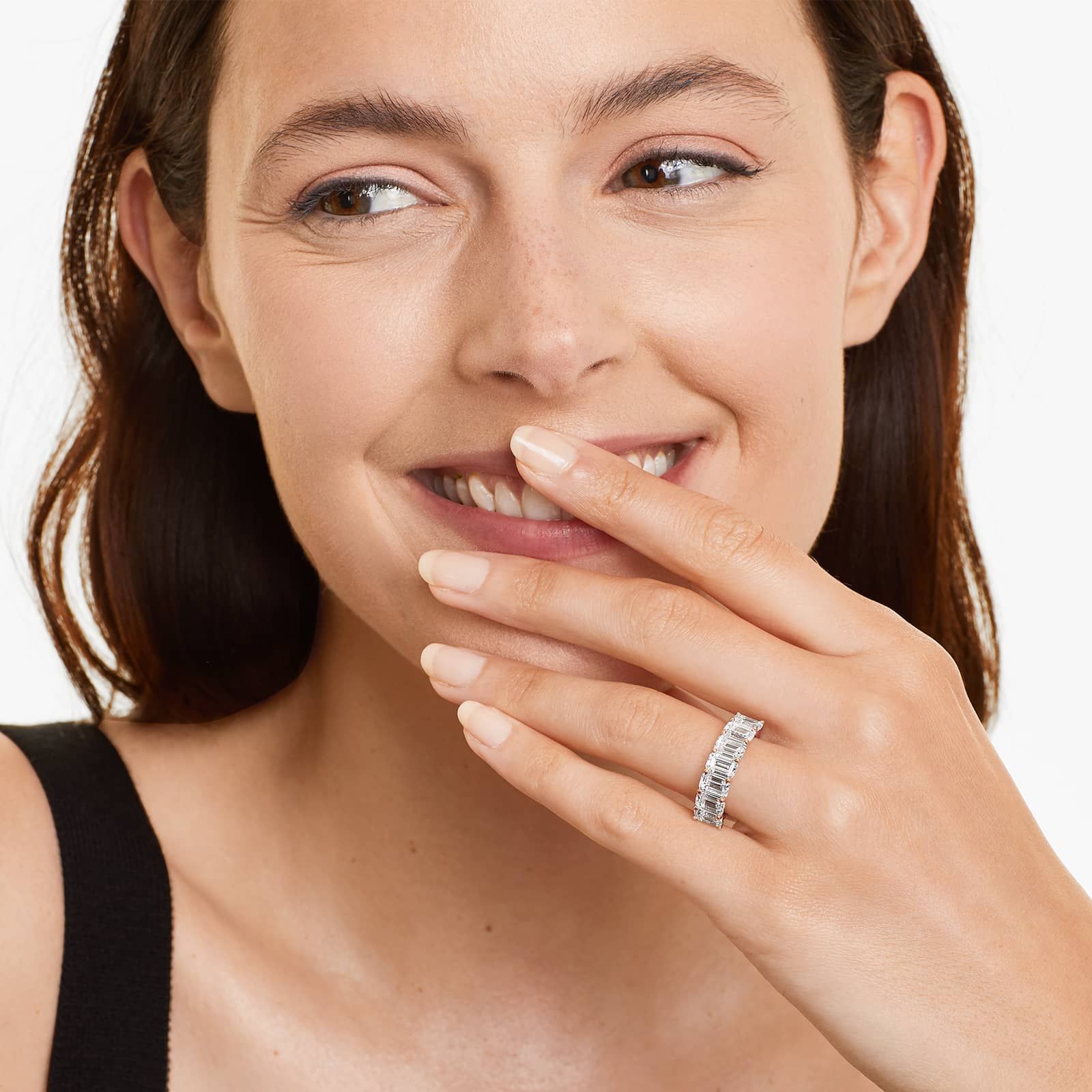 Seven Stone Anniversary Ring With 3.5 CTW Emerald Cut Lab-Grown Diamonds In 14K Rose Gold (2.50mm)