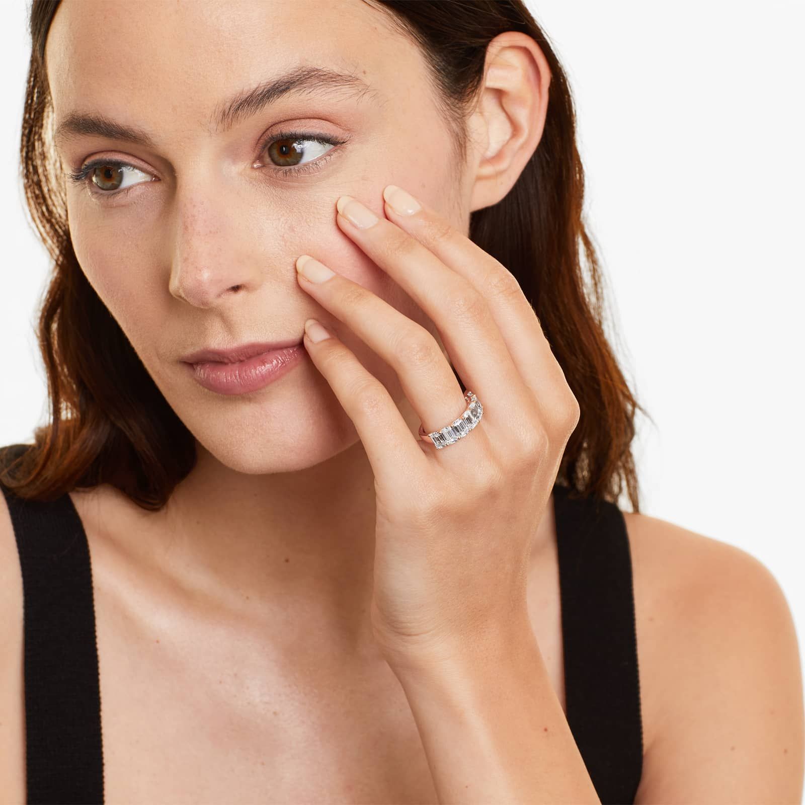 Seven Stone Anniversary Ring With 3.5 CTW Emerald Cut Lab-Grown Diamonds In 14K Rose Gold (2.50mm)