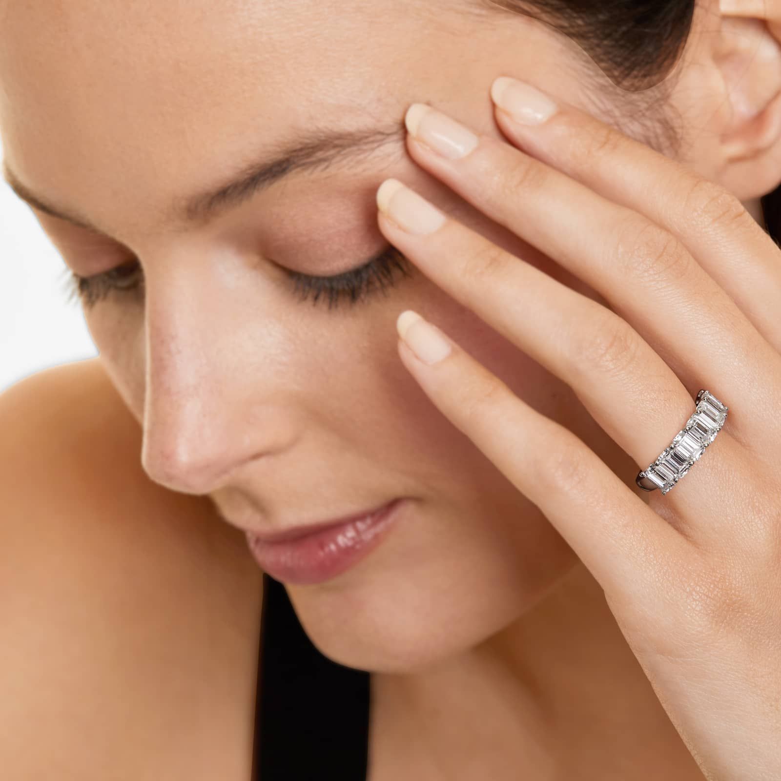 Seven Stone Anniversary Ring With 3.5 CTW Emerald Cut Lab-Grown Diamonds In 14K White Gold (2.50mm)