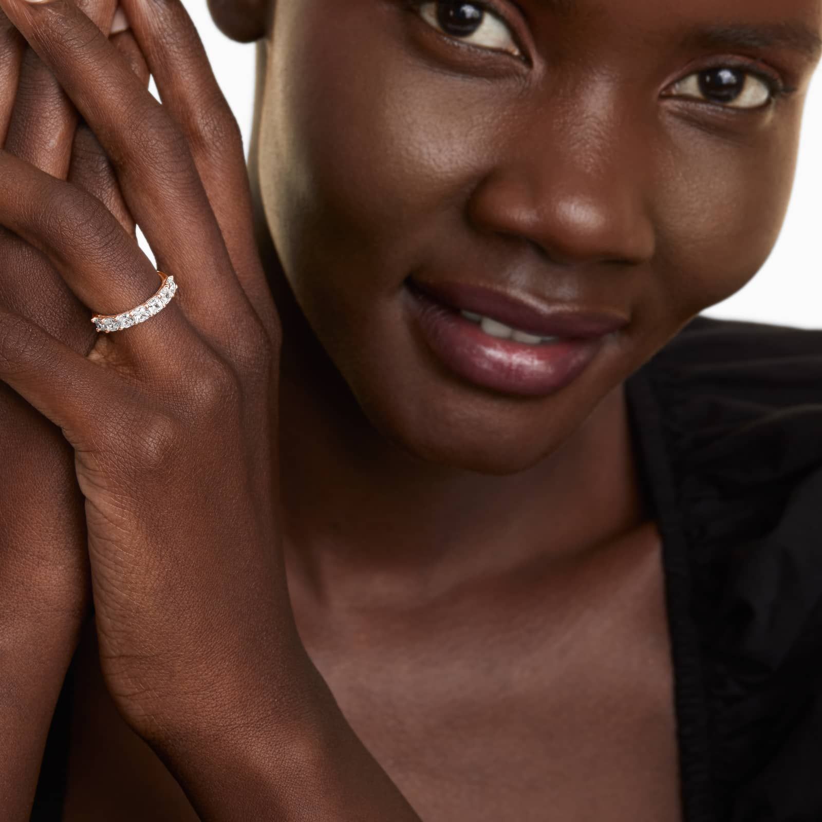 Seven Stone Anniversary Ring With 1.5 CTW Cushion Cut Diamonds In 14K Rose Gold (2.50mm)