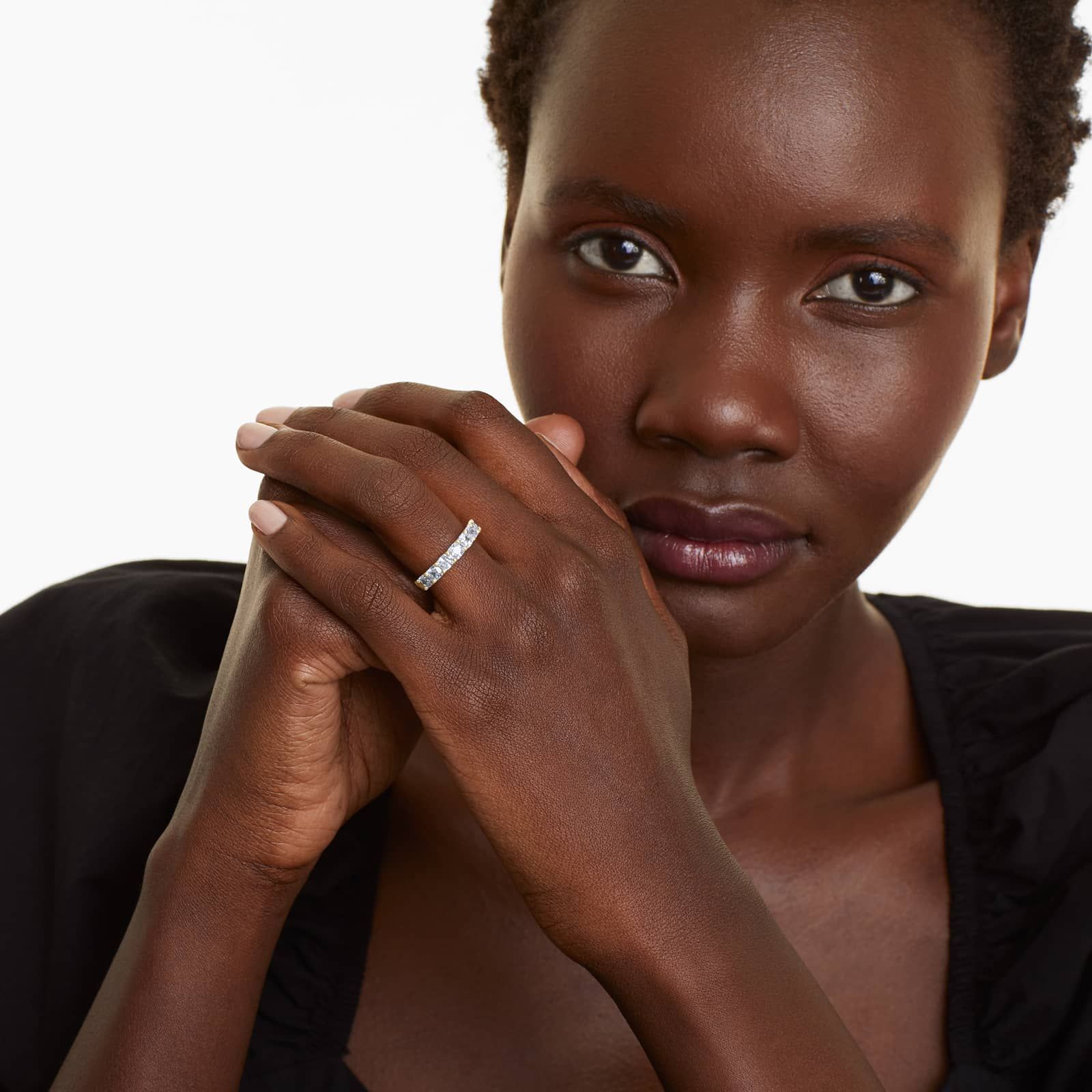 Seven Stone Anniversary Ring With 1.5 CTW Cushion Cut Diamonds In 14K Yellow Gold (2.50mm)