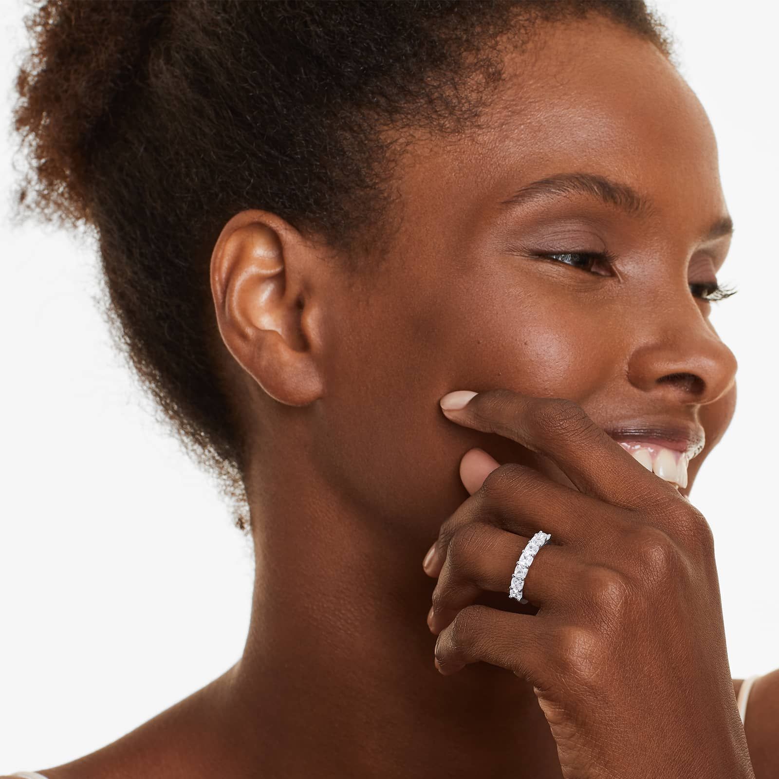 Seven Stone Anniversary Ring With 2 CTW Cushion Cut Diamonds In Platinum (2.50mm)