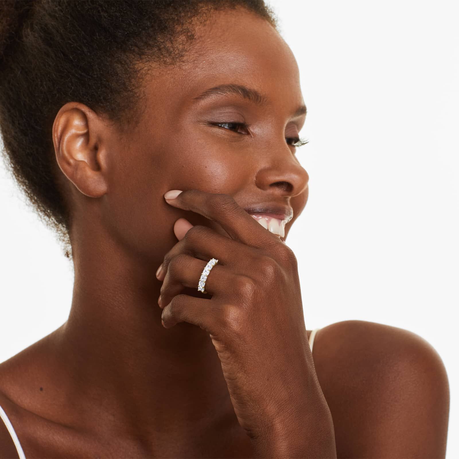 Seven Stone Anniversary Ring With 2 CTW Cushion Cut Diamonds In 14K Yellow Gold (2.50mm)