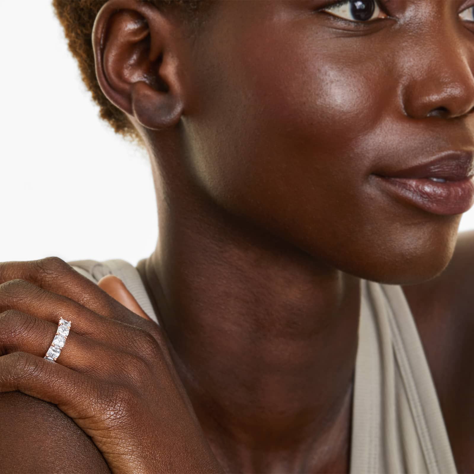 Seven Stone Anniversary Ring With 3.5 CTW Cushion Cut Diamonds In 14K Rose Gold (3.00mm)