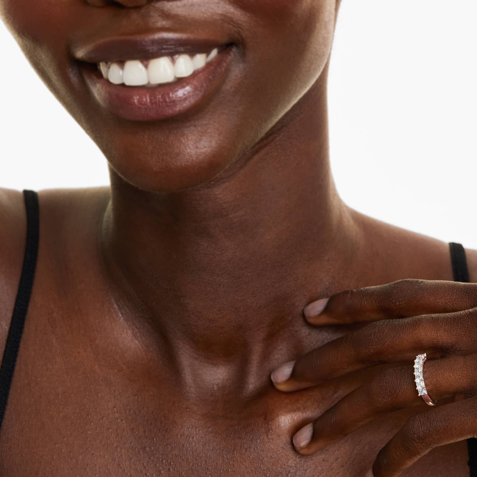 Seven Stone Anniversary Ring With 1 CTW Asscher Cut Diamonds In 14K Rose Gold (2.00mm)