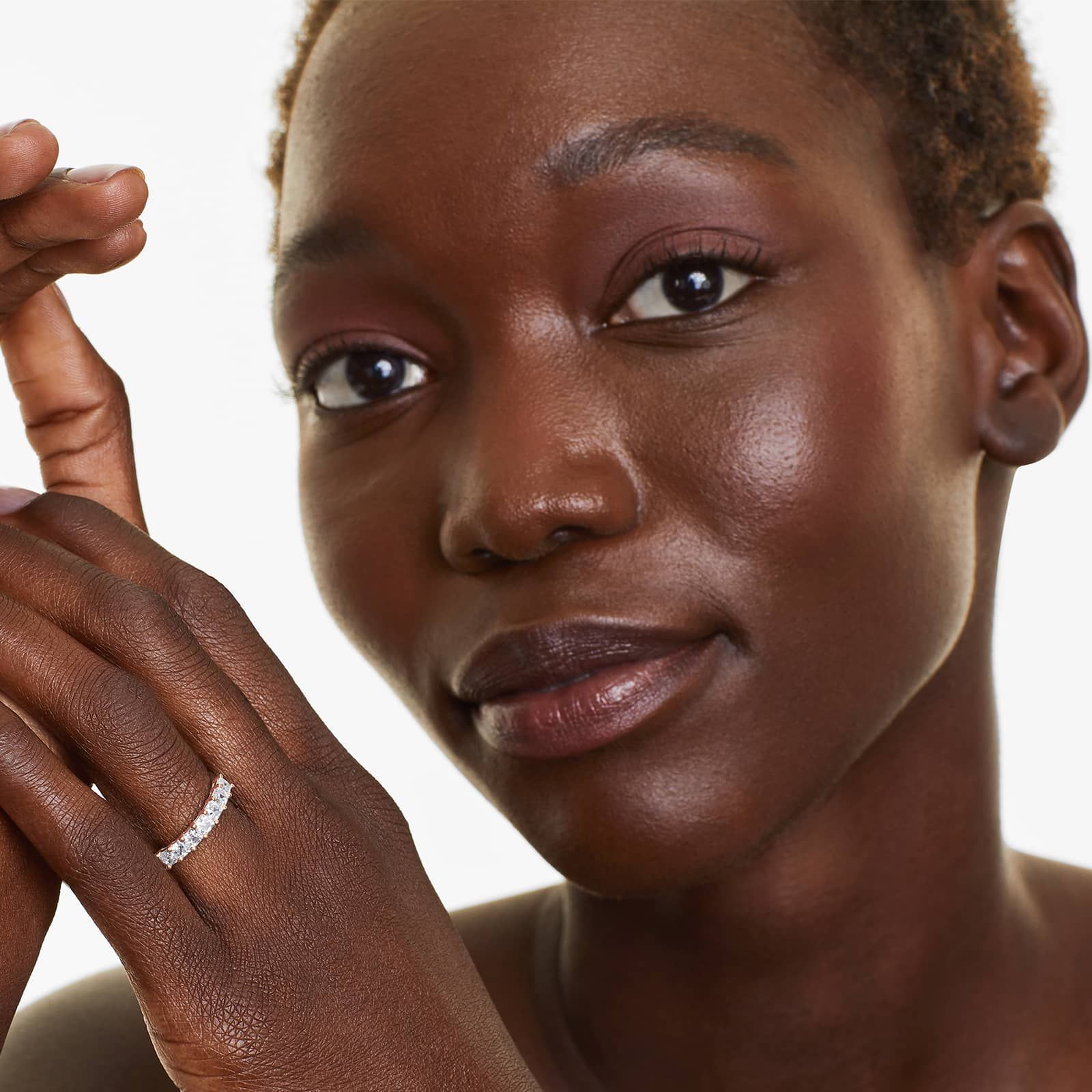 Seven Stone Anniversary Ring With 1 CTW Asscher Cut Diamonds In 14K Rose Gold (2.00mm)