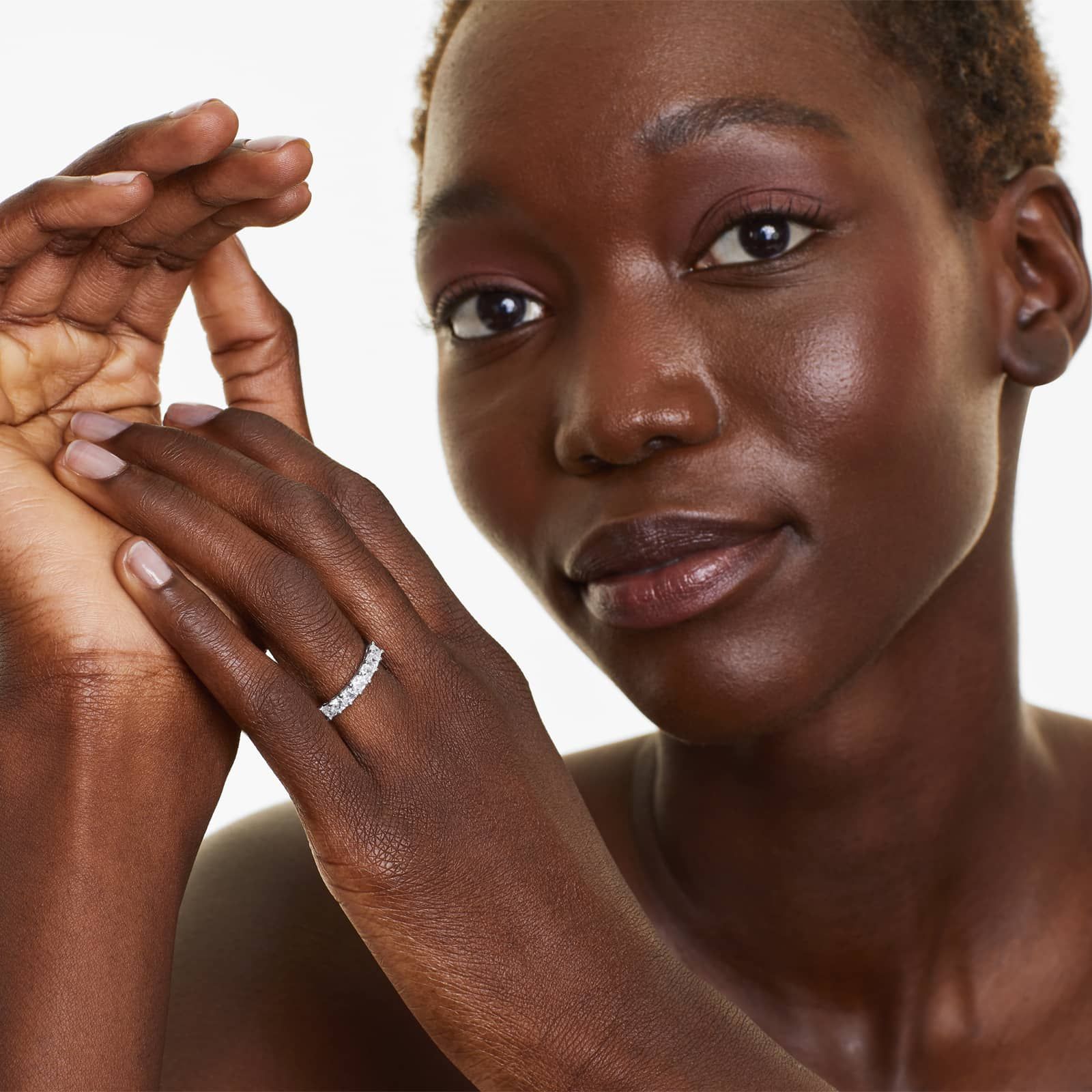 Seven Stone Anniversary Ring With 1 CTW Asscher Cut Diamonds In 14K White Gold (2.00mm)