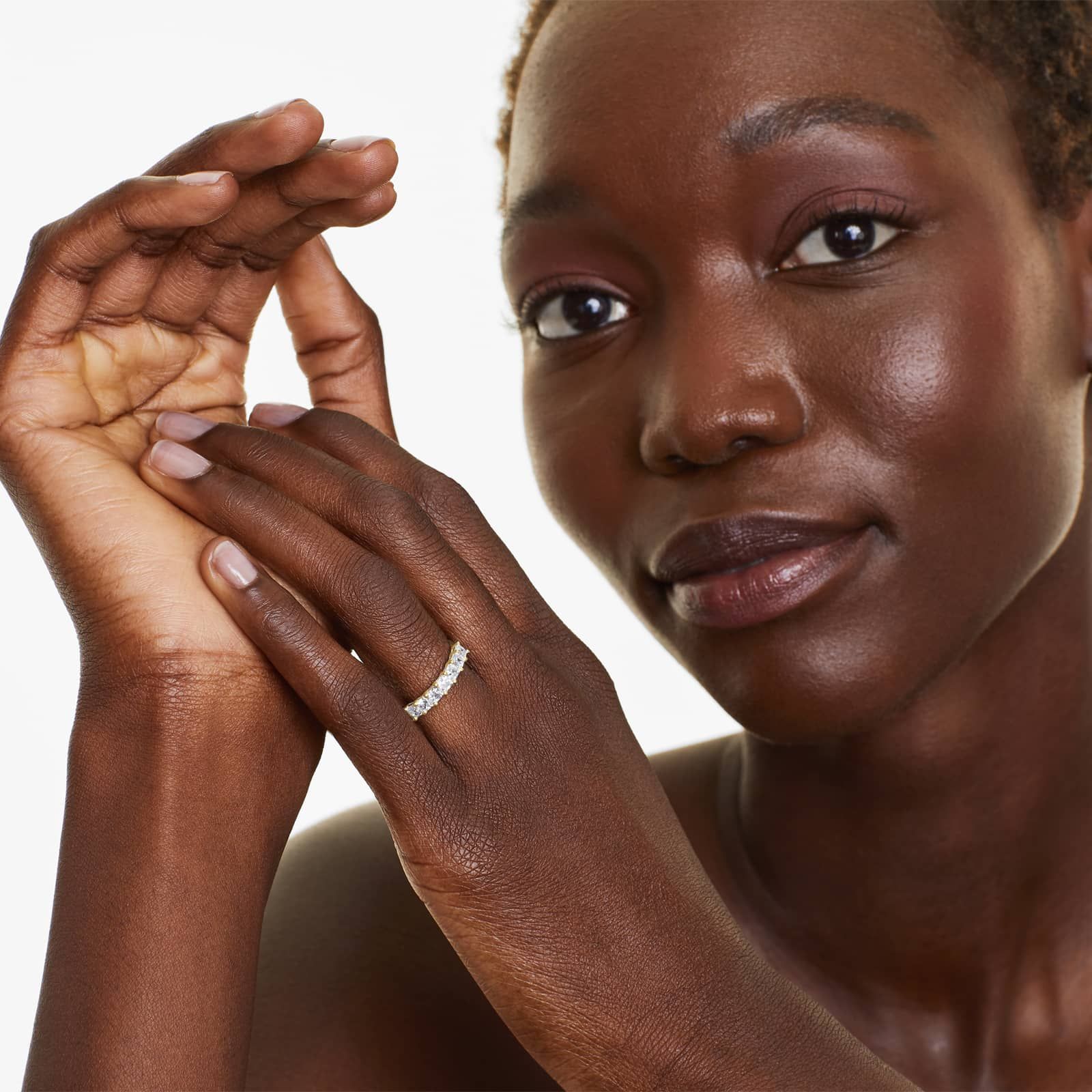 Seven Stone Anniversary Ring With 1 CTW Asscher Cut Diamonds In 14K Yellow Gold (2.00mm)