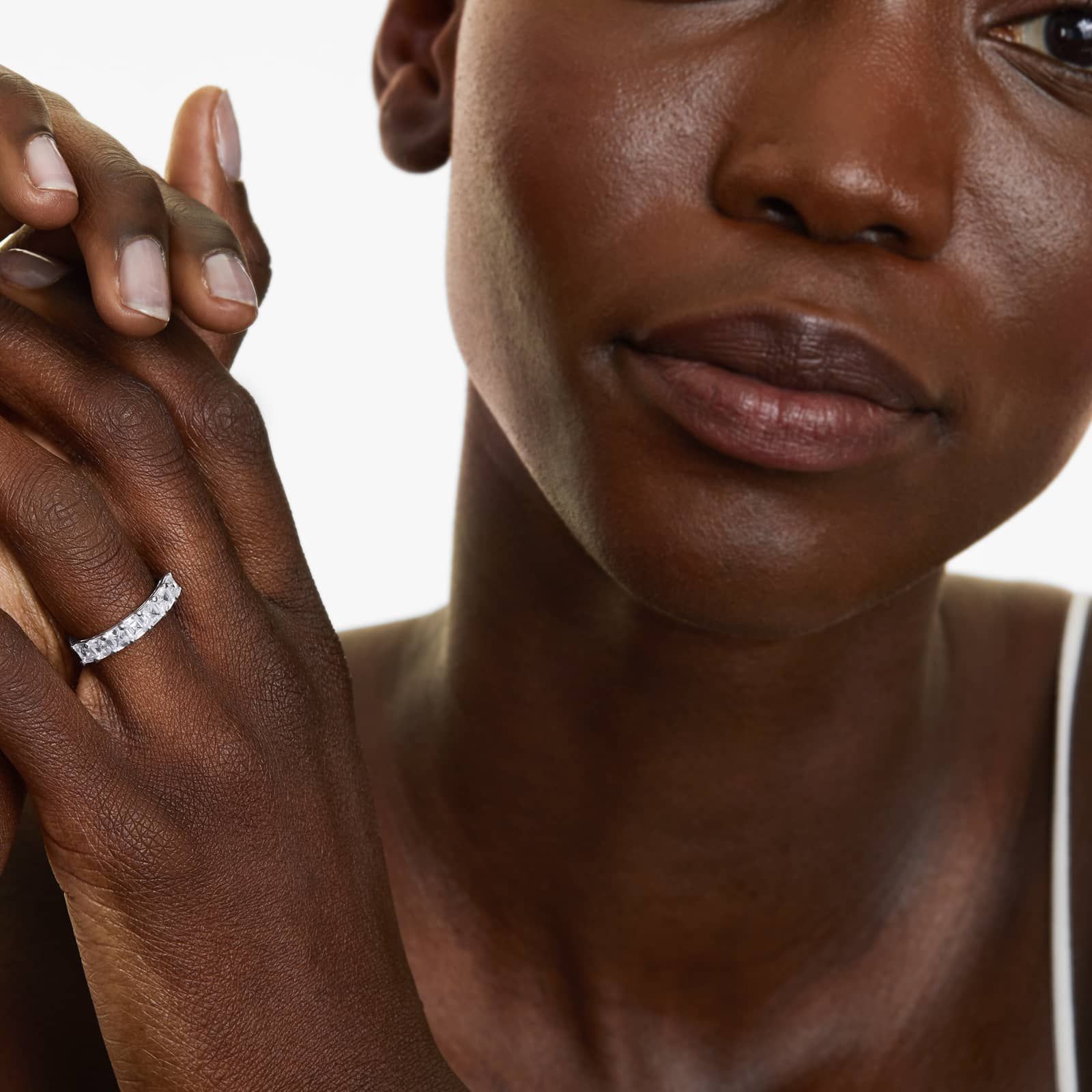 Seven Stone Anniversary Ring With 1.5 CTW Asscher Cut Diamonds In 14K White Gold (2.50mm)