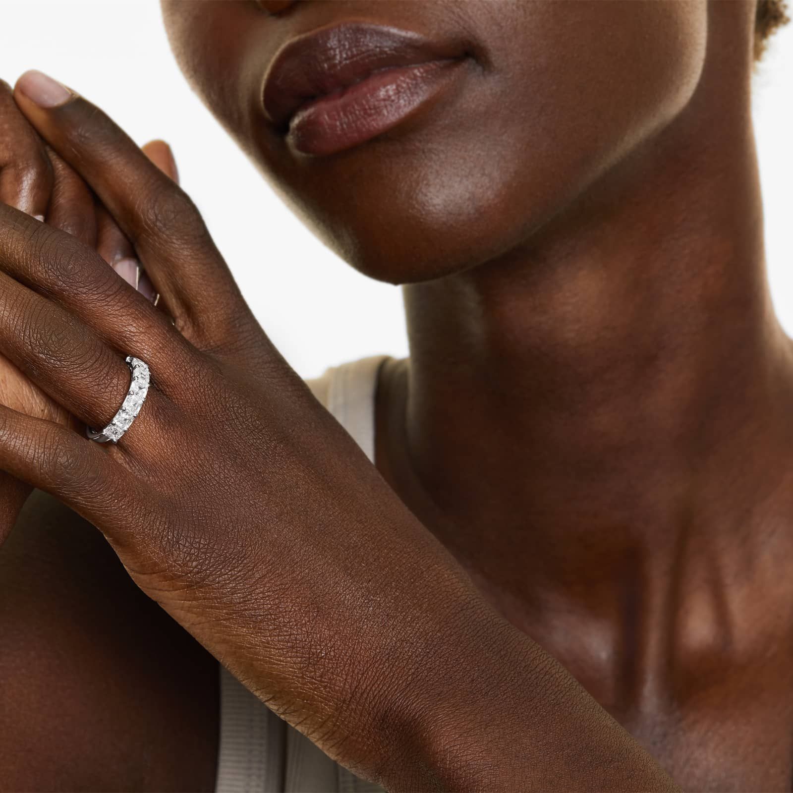 Seven Stone Anniversary Ring With 2 CTW Asscher Cut Diamonds In 14K White Gold (2.50mm)