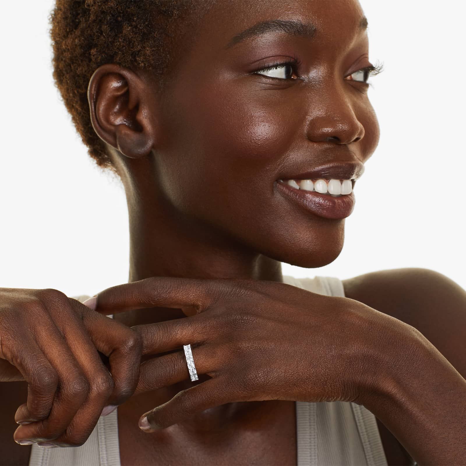 Seven Stone Anniversary Ring With 2 CTW Asscher Cut Diamonds In 14K White Gold (2.50mm)