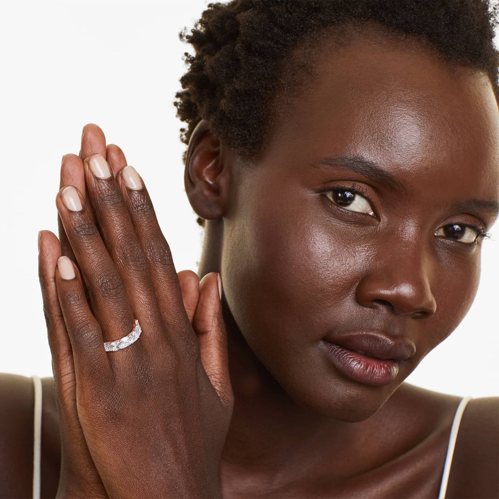 Seven Stone Anniversary Ring With 3.5 CTW Asscher Cut Diamonds In 14K Rose Gold (3.00mm)