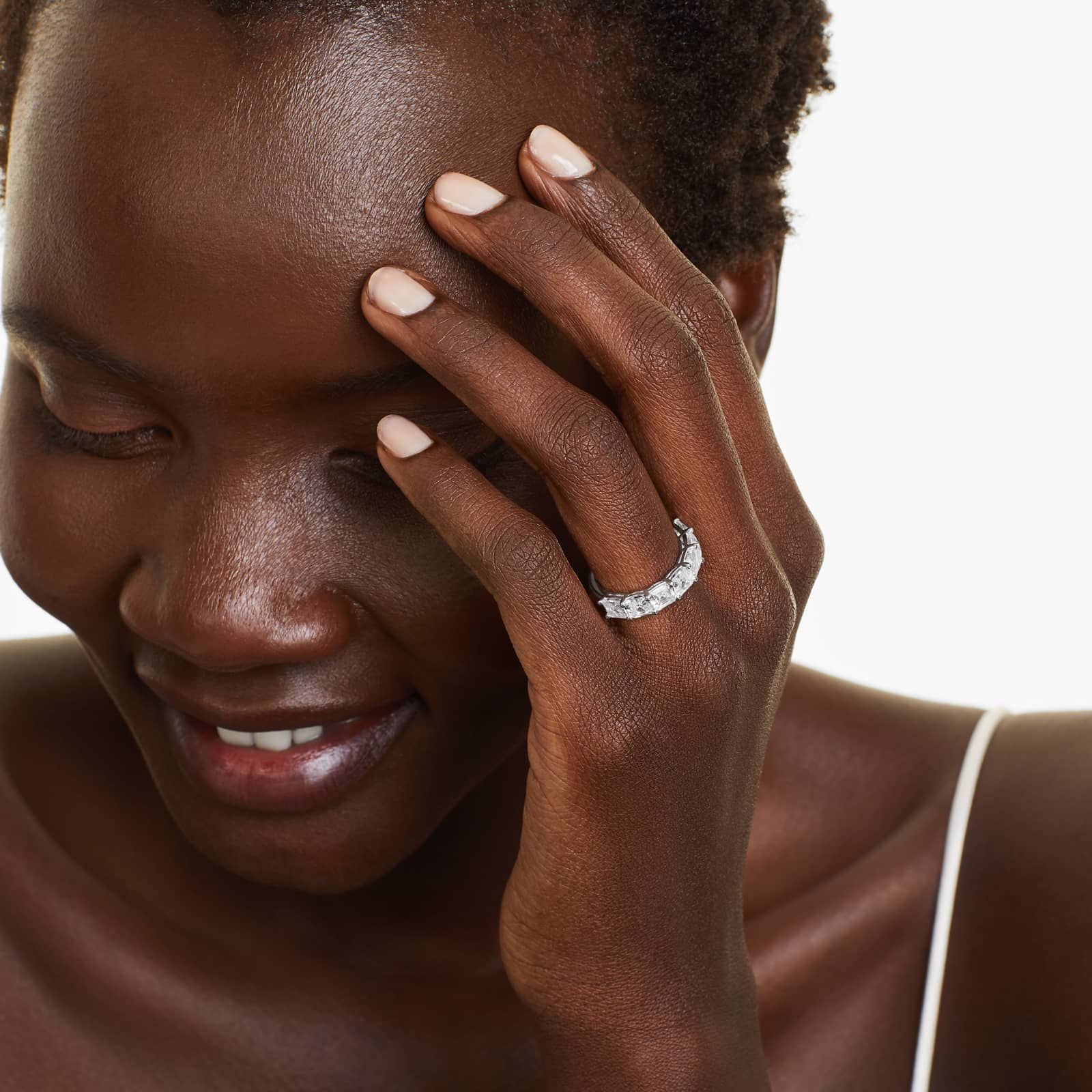 Seven Stone Anniversary Ring With 3.5 CTW Asscher Cut Diamonds In 14K White Gold (3.00mm)