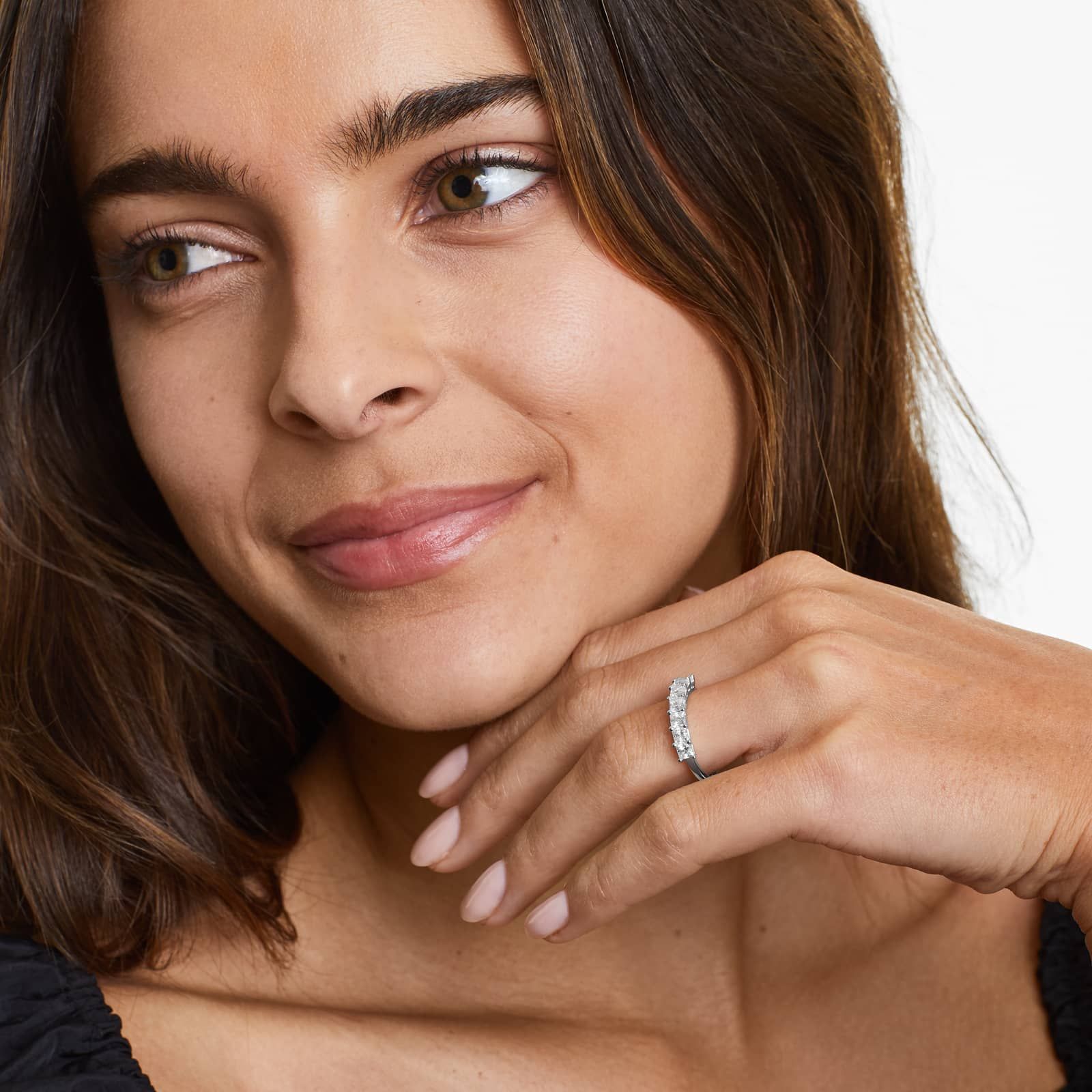 Seven Stone Anniversary Ring With 1 CTW Princess Cut Diamonds In Platinum (2.00mm)