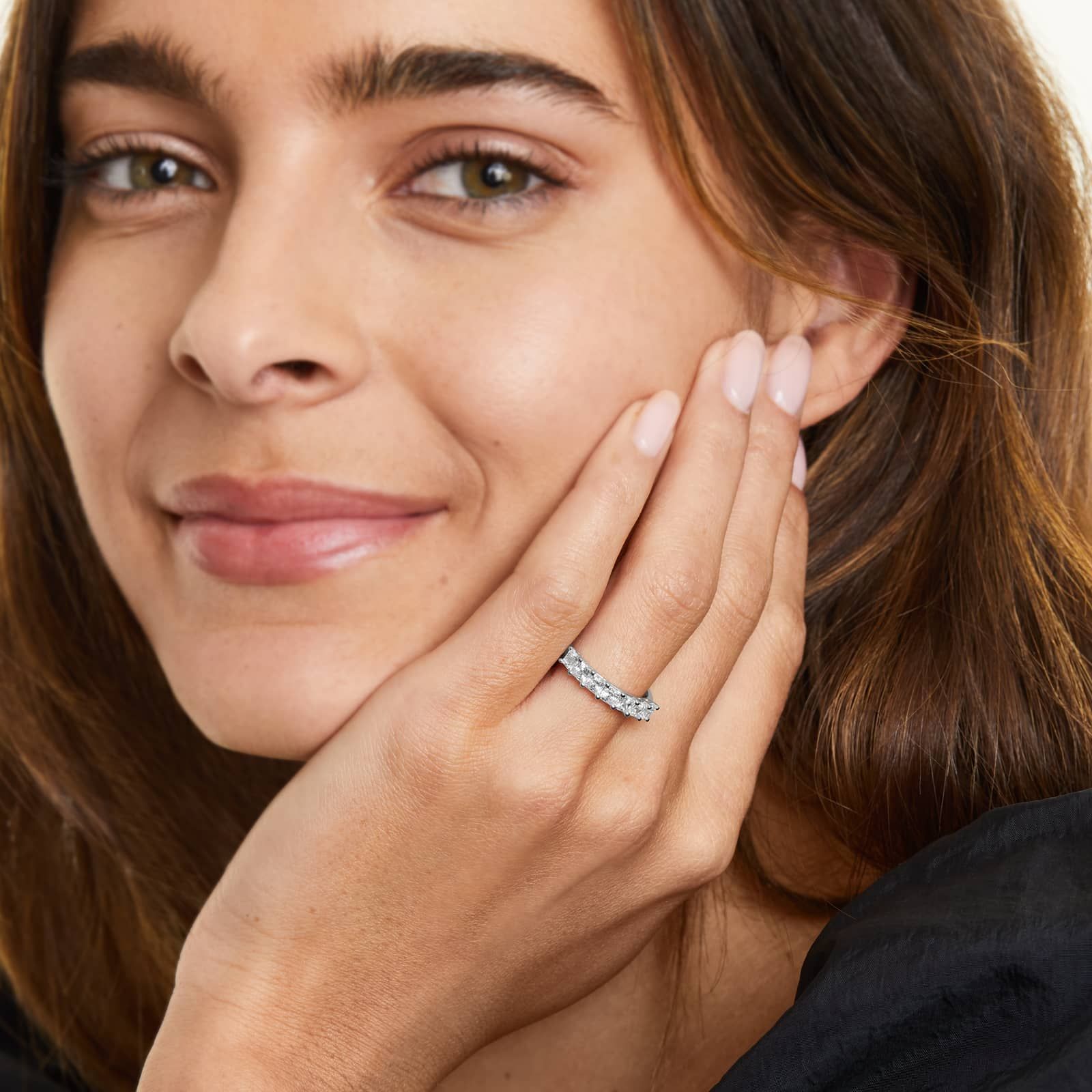 Seven Stone Anniversary Ring With 1 CTW Princess Cut Diamonds In Platinum (2.00mm)